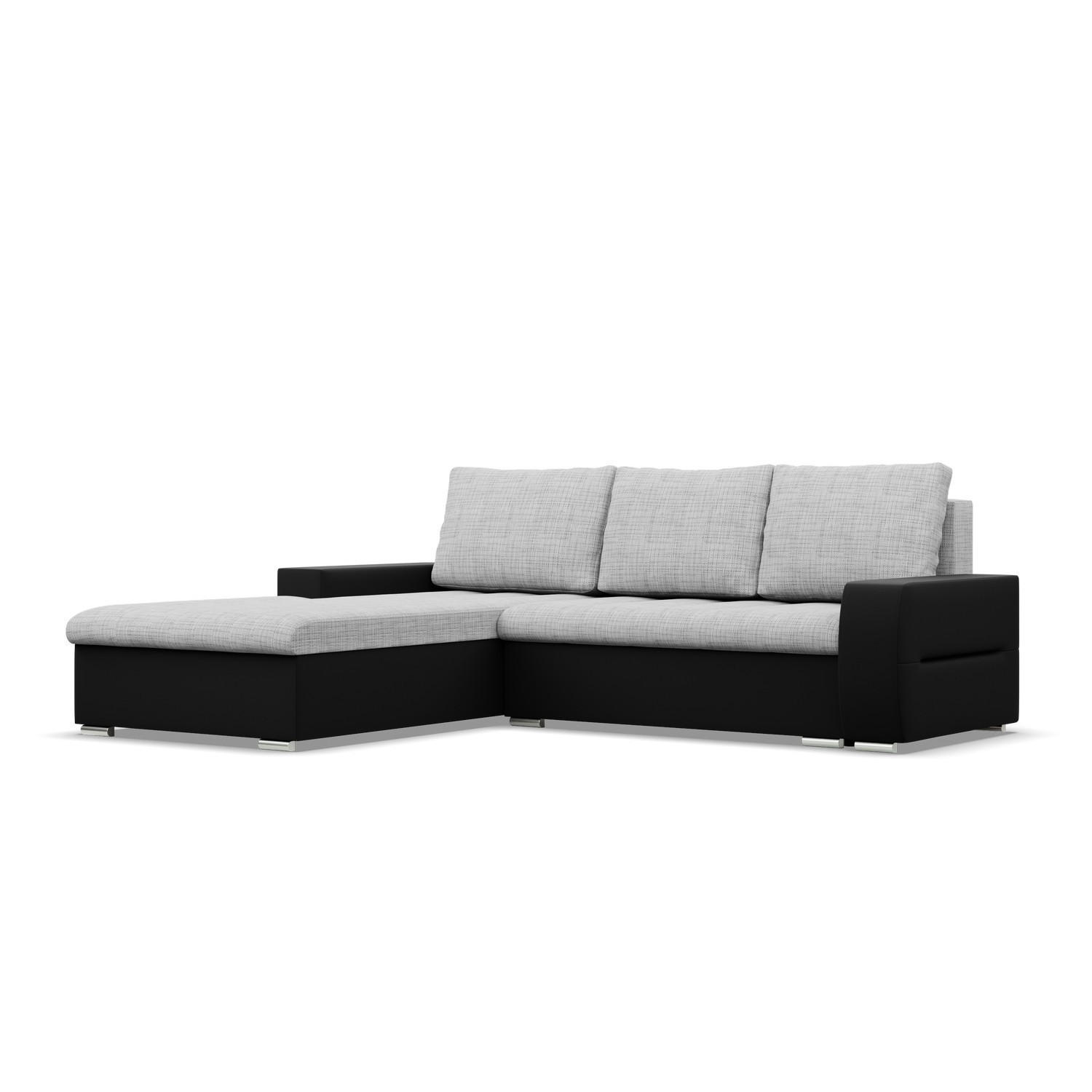 ECKSOFA MIT SCHLAFFUNKTION AURORA LINKS, Grau + Schwarz - Schwarz/Grau, Textil (243/200cm)