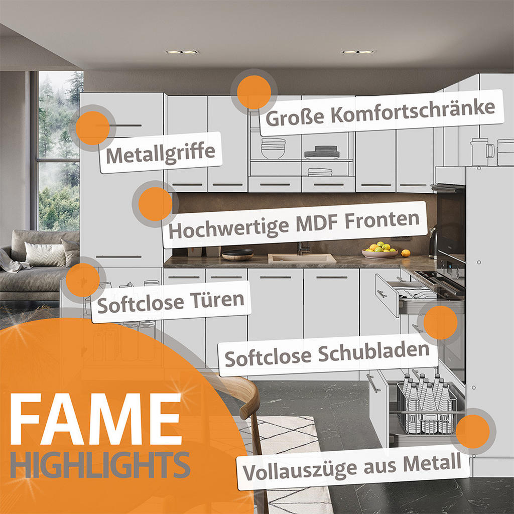 Thumbnail - Vicco Küchenunterschrank, Weiß Hochglanz, Anthrazit, Holzwerkstoff, 3 Fächer, Rechteckig, 80x82x60 cm, Küchen, Küchenmöb...