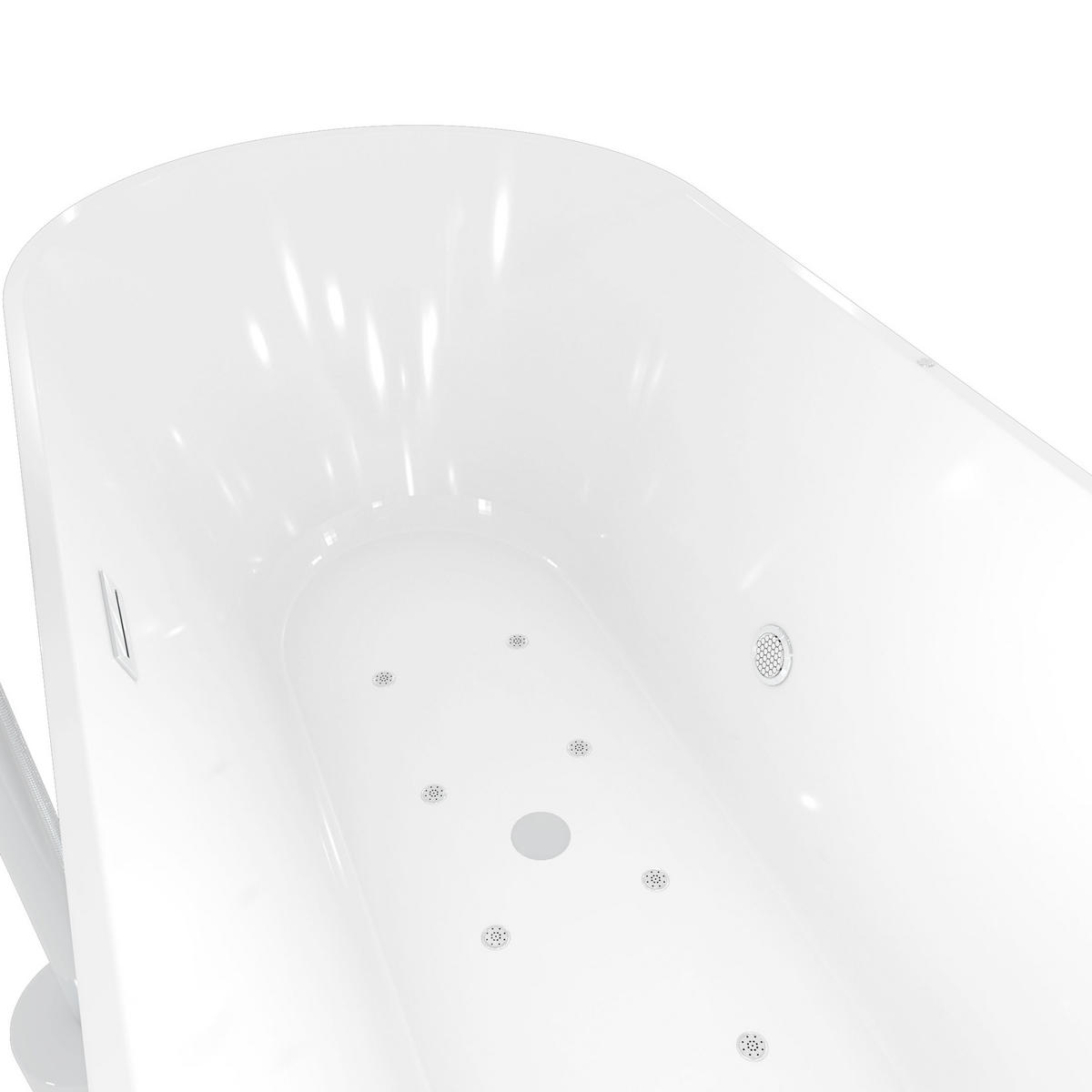 FREISTEHENDE Badewanne Wanne F11 170x80cm Luftmassage Armatur AF04 - Weiß, Glas/Kunststoff (80/58/170cm) - AcquaVapore by Sandra Jentho