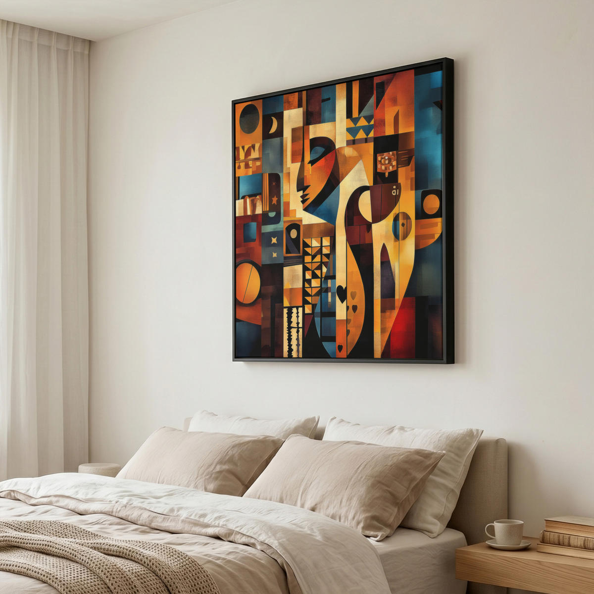 LEINWAND Bilder mit Rahmen - Figuren - Abstrakt - Symbole - 90x90 - Terracotta, Textil (90/90cm) - MuchoWow