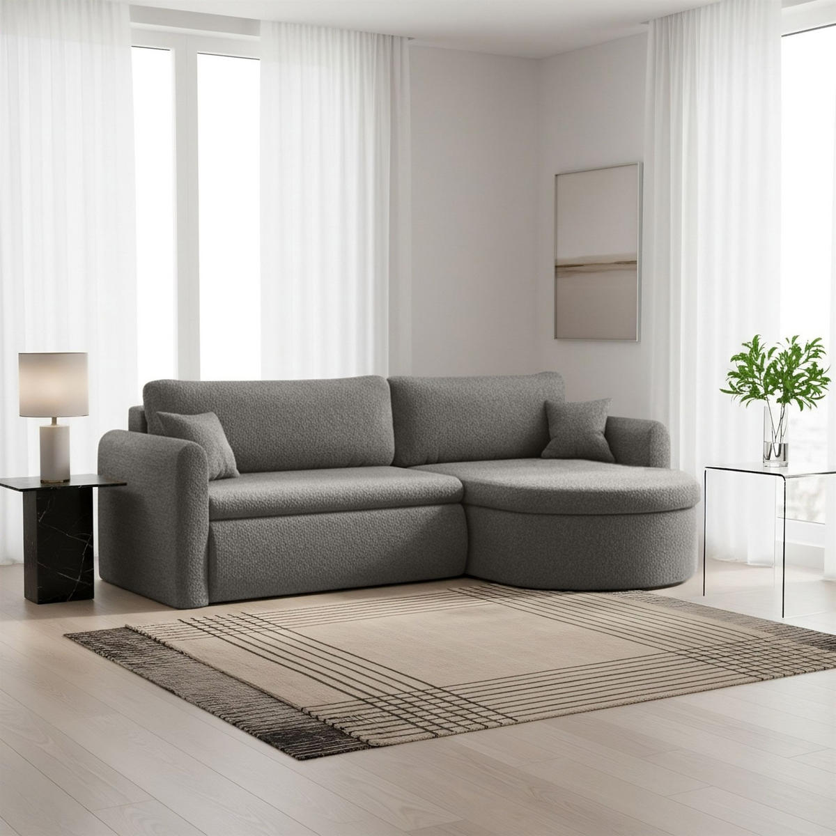 ECKSOFA Feliz In Quelle - Grau, Holzwerkstoff/Textil (250/160cm) - Fun Möbel