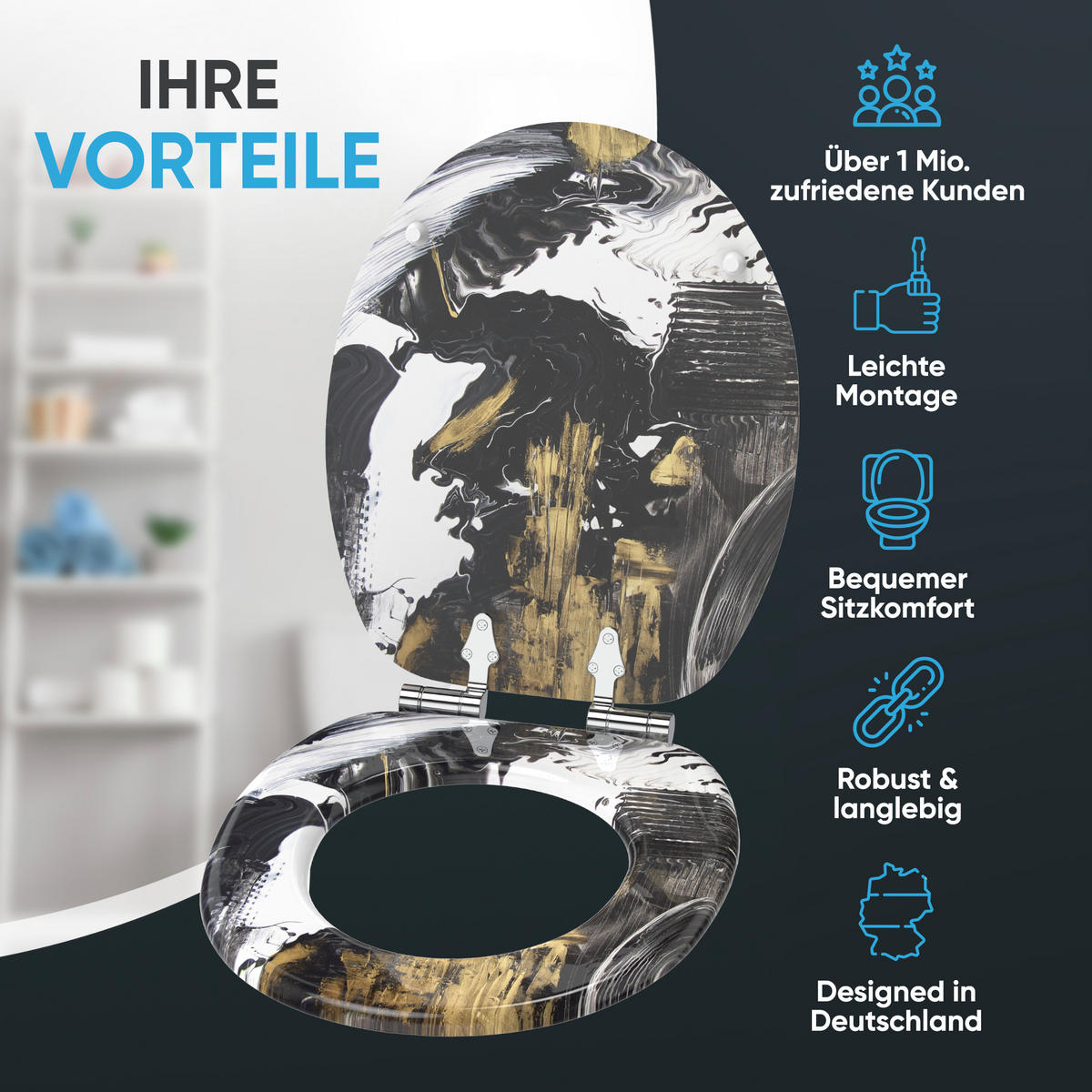 WC Sitz mit Absenkautomatik Acrylics - Weiß, Holzwerkstoff (38/6/47cm) - Sanilo