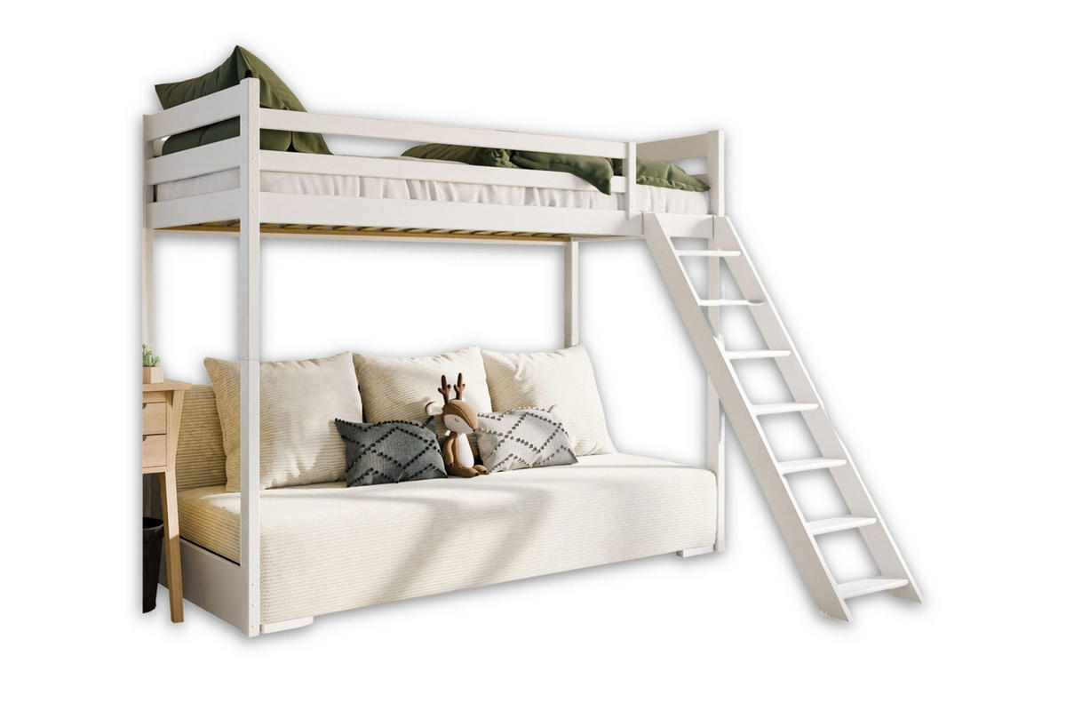 ETAGENBETT SIDNEY 90x200 in Weiß / Creme - Creme/Weiß, Holz/Holzwerkstoff (90/200cm) - Deine Möbel 24