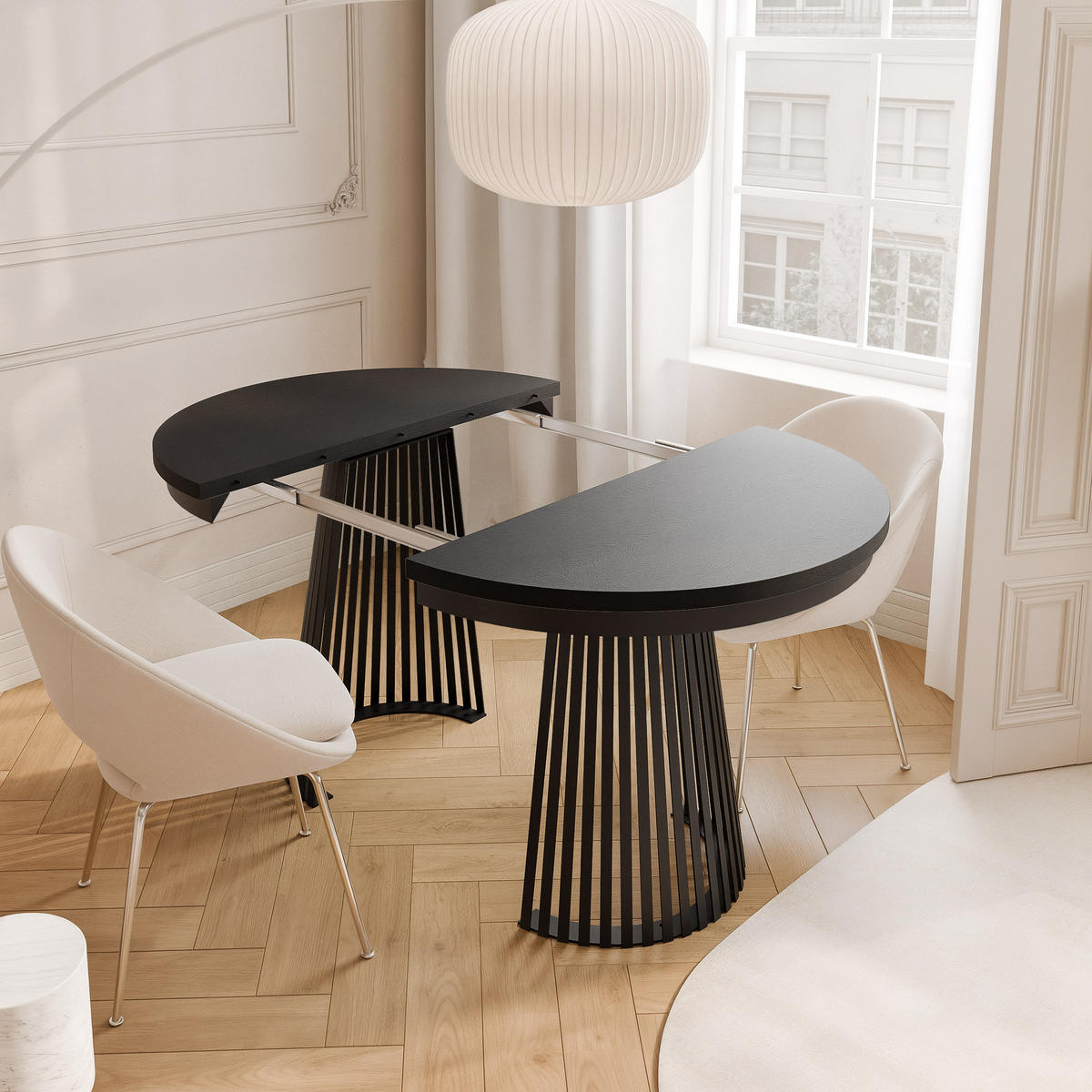 AUSZIEHTISCH AUREA 100-180/75 cm, Schwarz - Schwarz, Holzwerkstoff/Metall (100/100/75cm) - Idohome