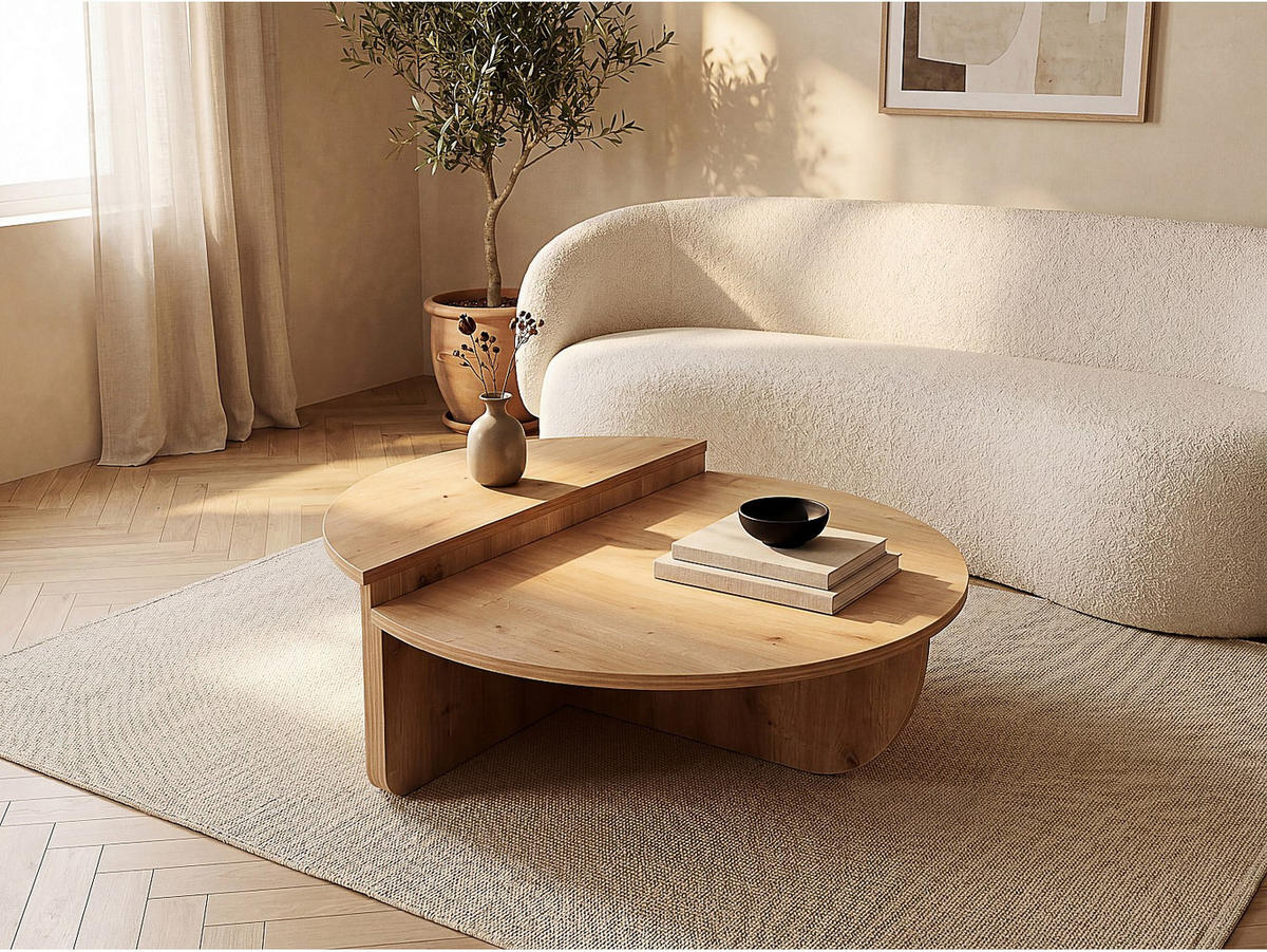 COUCHTISCH - 90 cm x 60 cm - Holz, Platte - Naturfarben Hell - ALOEVA - Naturfarben, Holz (60/90/30cm) - Vente-Unique