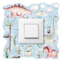 LICHTSCHALTER-STICKER Dinosaurier und Pflanzen 20x20cm - Blau, Papier (20/20/20cm) - Muralo