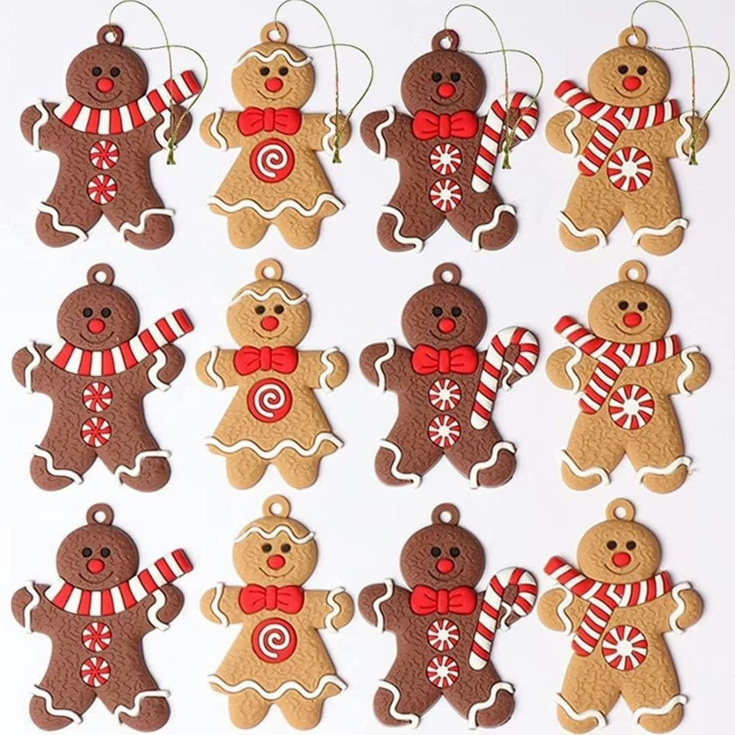 WEIHNACHTSBAUMSCHMUCK Lebkuchenmann 12-teiliges Set - Braun, Kunststoff (5.5/1/7cm)