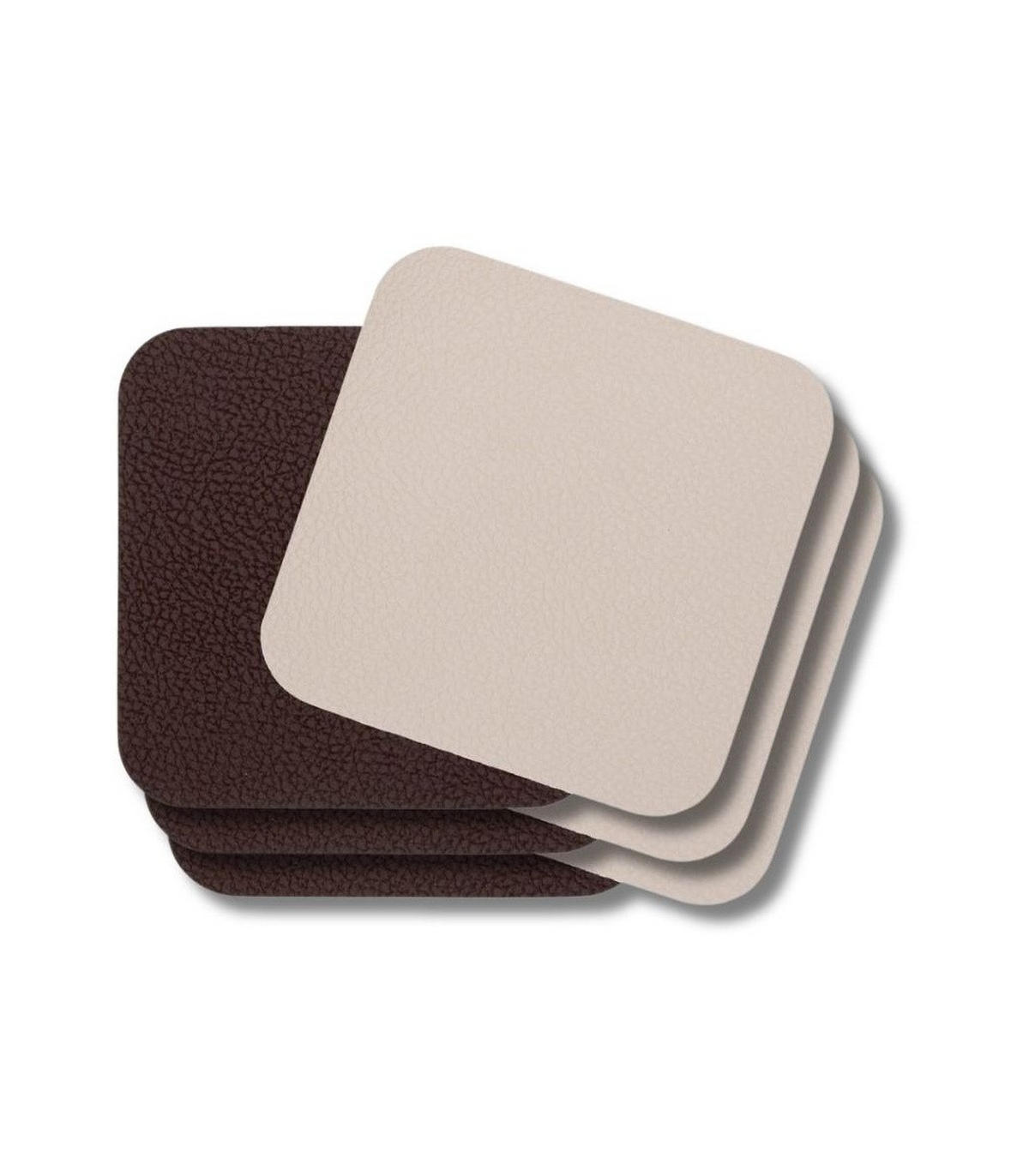 UNTERSETZER - Veganes Leder - Braun / Sand - doppelseitig - 10 x 10 cm - 6 Stück - Braun, Kunststoff (10/10cm) - Cookinglife