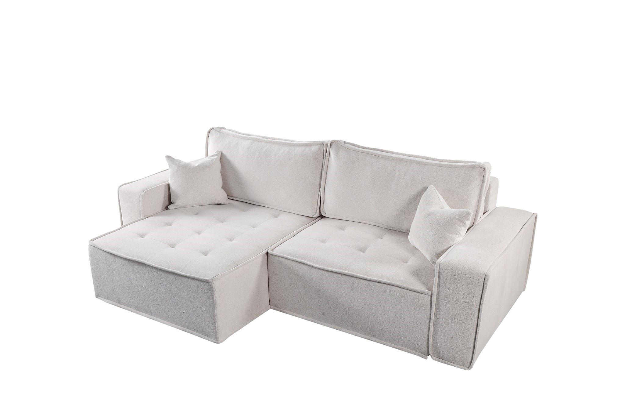 ECKSOFA Schlafsofa Flosi In Raven - Weiß, Holzwerkstoff/Textil (248/140cm) - Fun Möbel