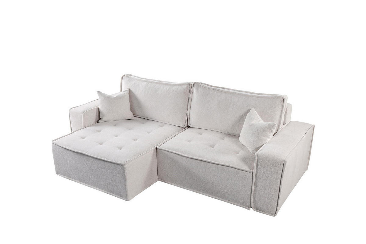 ECKSOFA Schlafsofa Flosi In Raven - Weiß, Holzwerkstoff/Textil (248/140cm) - Fun Möbel
