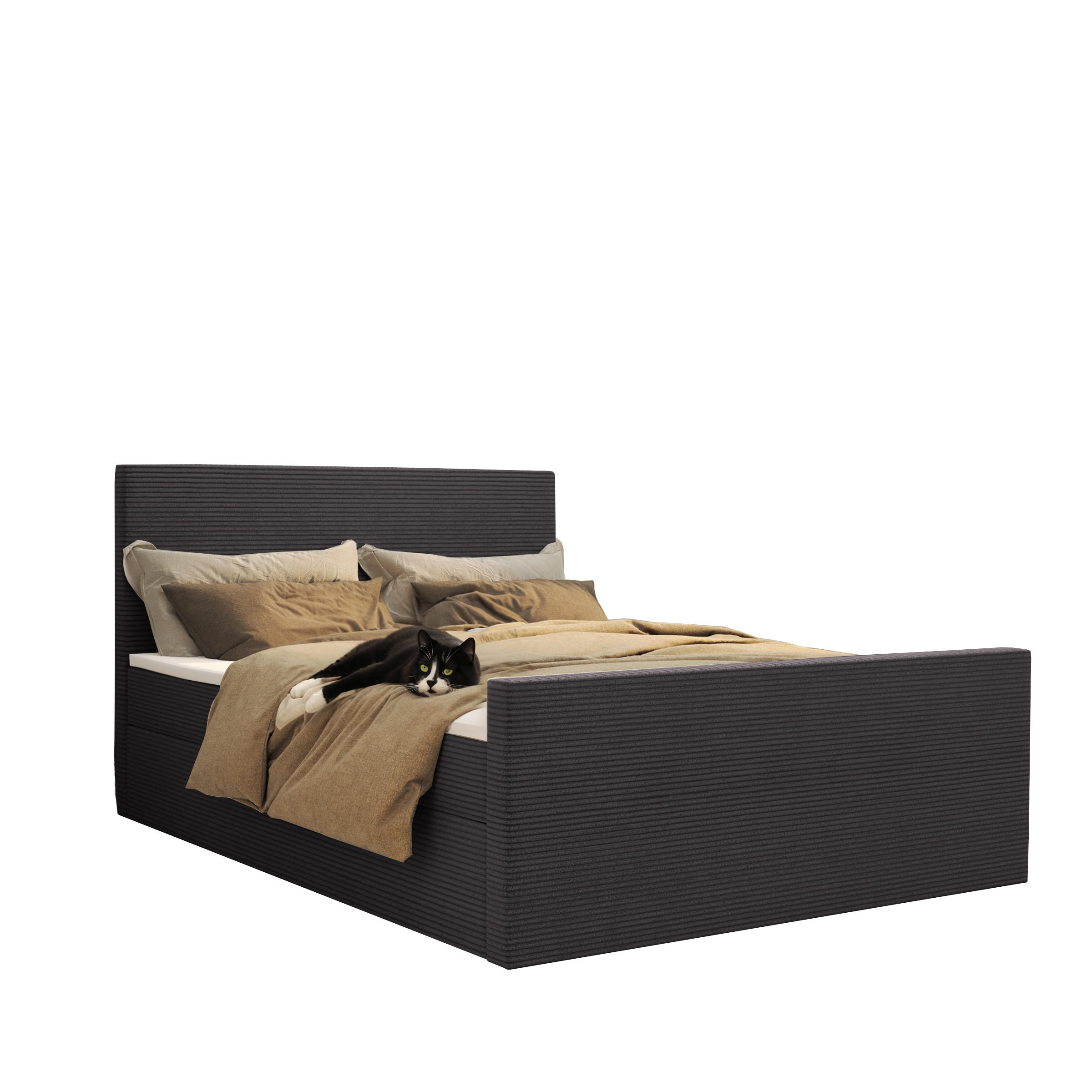 BOXBETT Mit Bettkasten Und Topper VIESTA Stoff Poso Dunkelgrau 140x200 cm H2-Pocket - Dunkelgrau, Holz/Kunststoff (140/200cm) - Kaiser Möbel