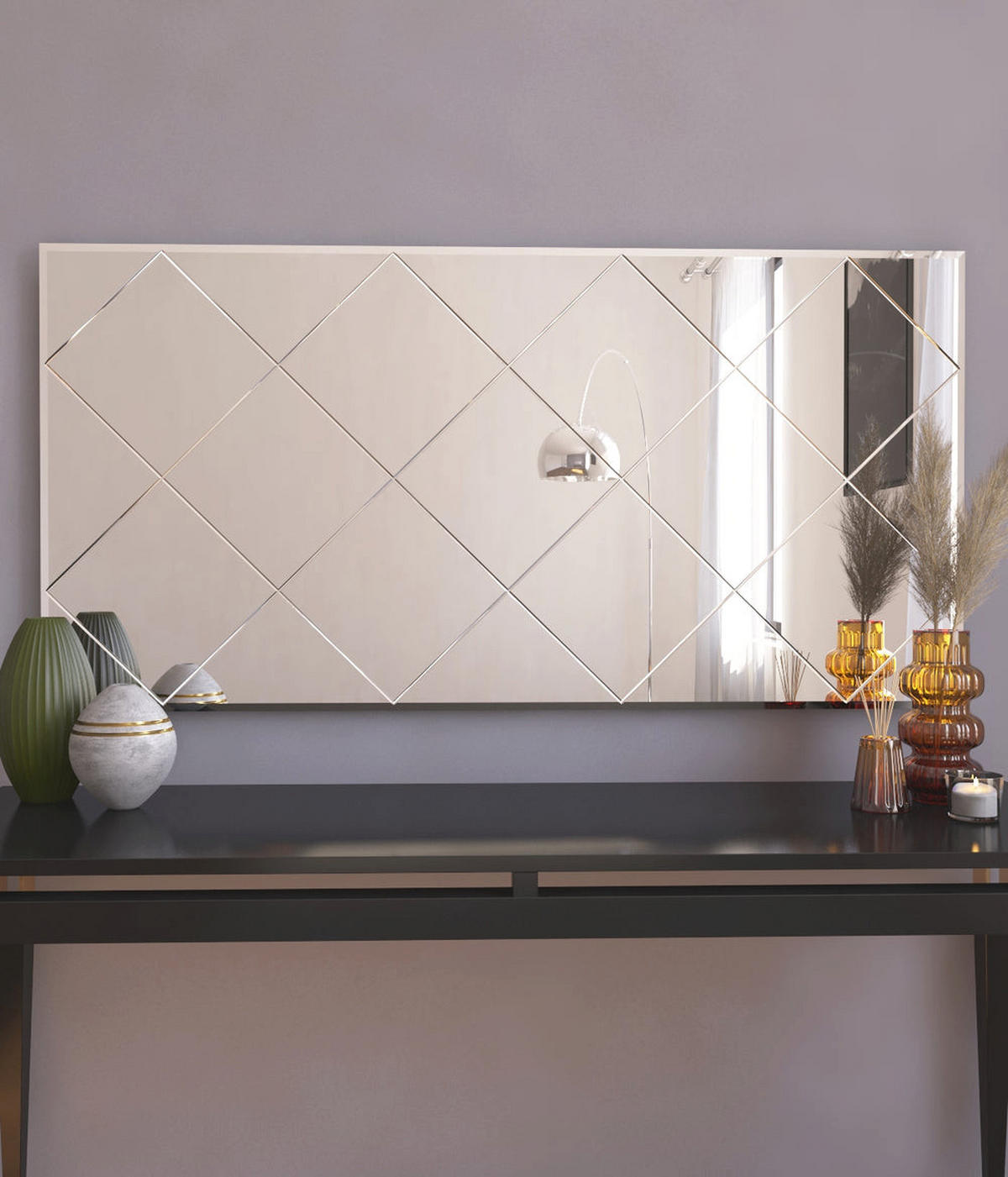 SPIEGEL Mofo Karo Design 60x120cm - Transparent, Holzwerkstoff (120/60/2.2cm) - moebel17