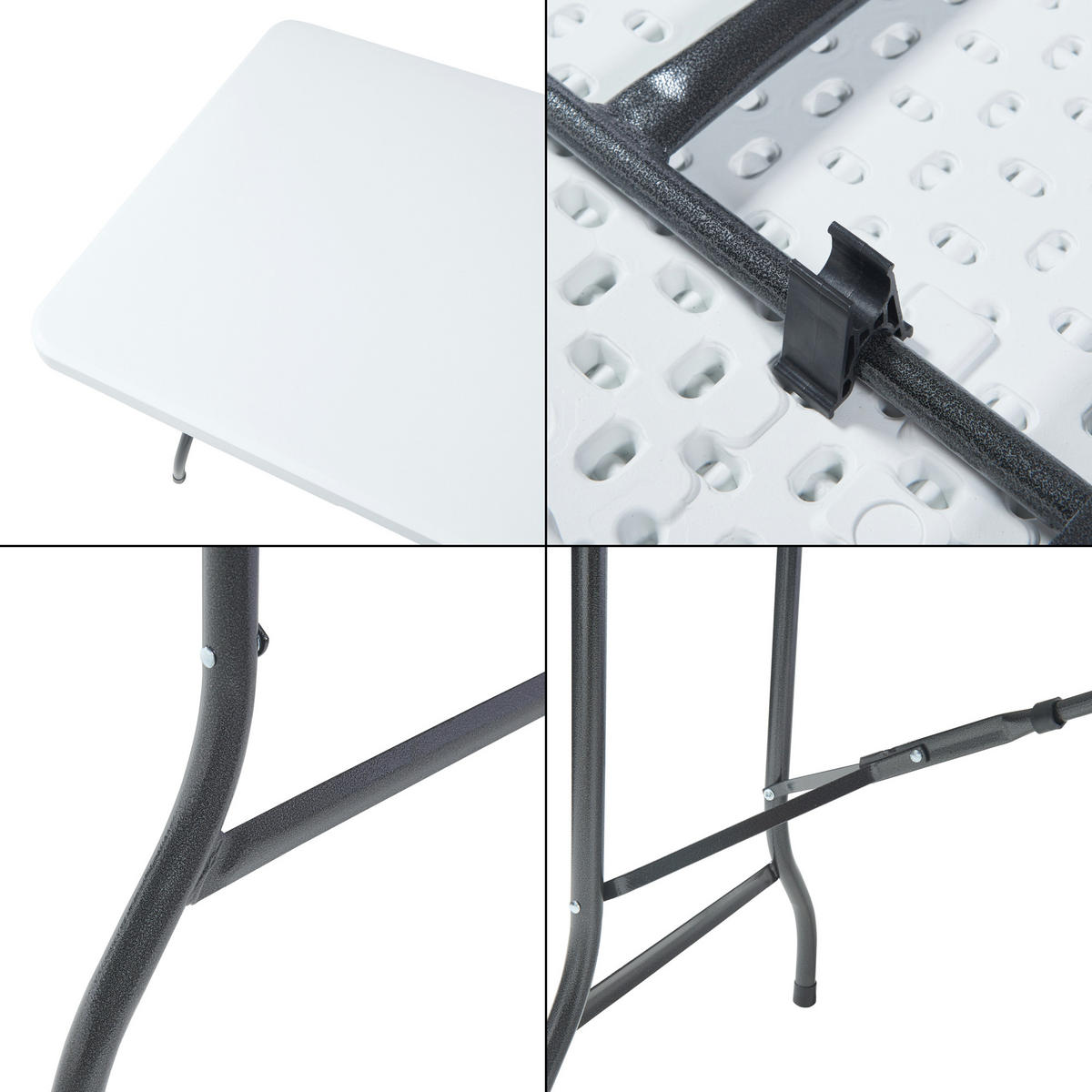 KLAPPTISCH Ljusnarsberg - Weiß, Kunststoff/Metall (180/75/72cm) - [en.casa]