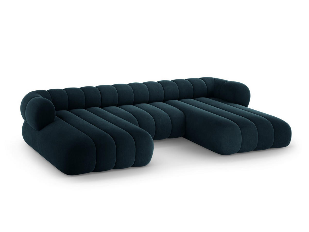 PANORAMASOFA Koge aus Samt petrol 6 Sitzplätze - Petrol, Textil (165/70/348cm) - Cosmopolitan Design