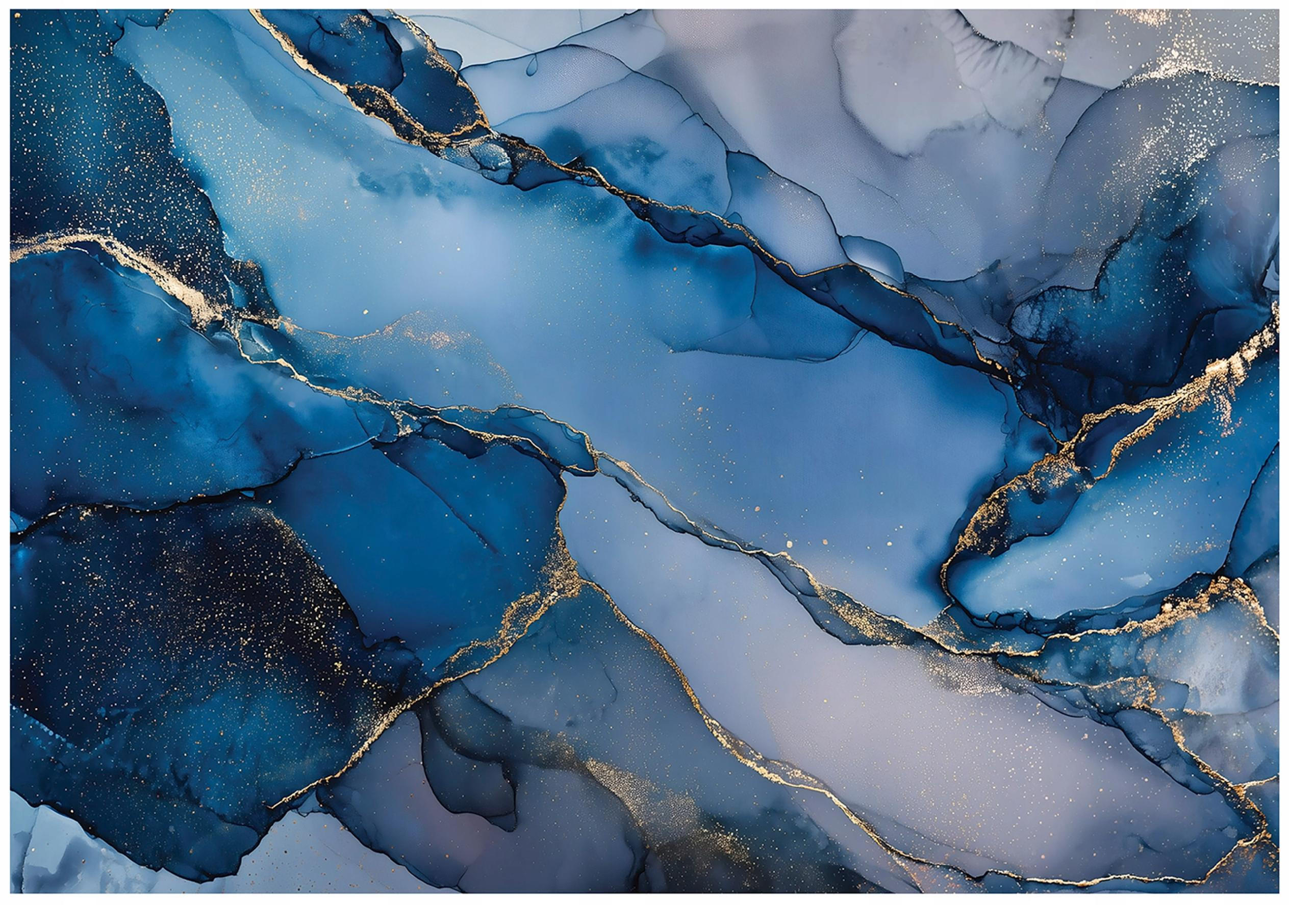 FOTOTAPETE Marmor Glamour Blau 300x210 cm - Multicolor, Papier (300/210cm) - Wallarena