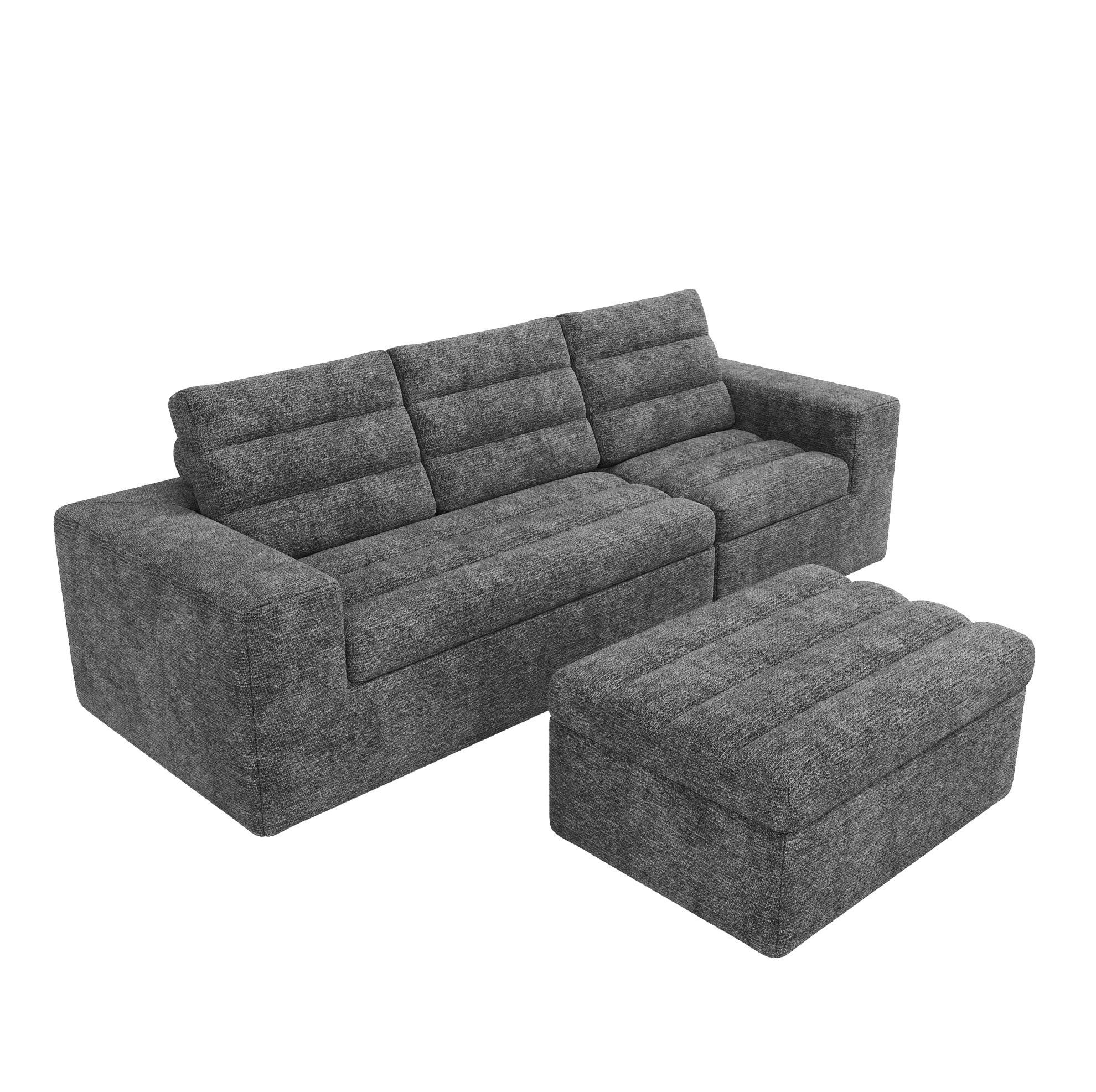 ECKSOFA 253/161/89 cm hellgrau aus Chenille rahmenlos - Hellgrau, Textil (161/253cm) - OKWISH
