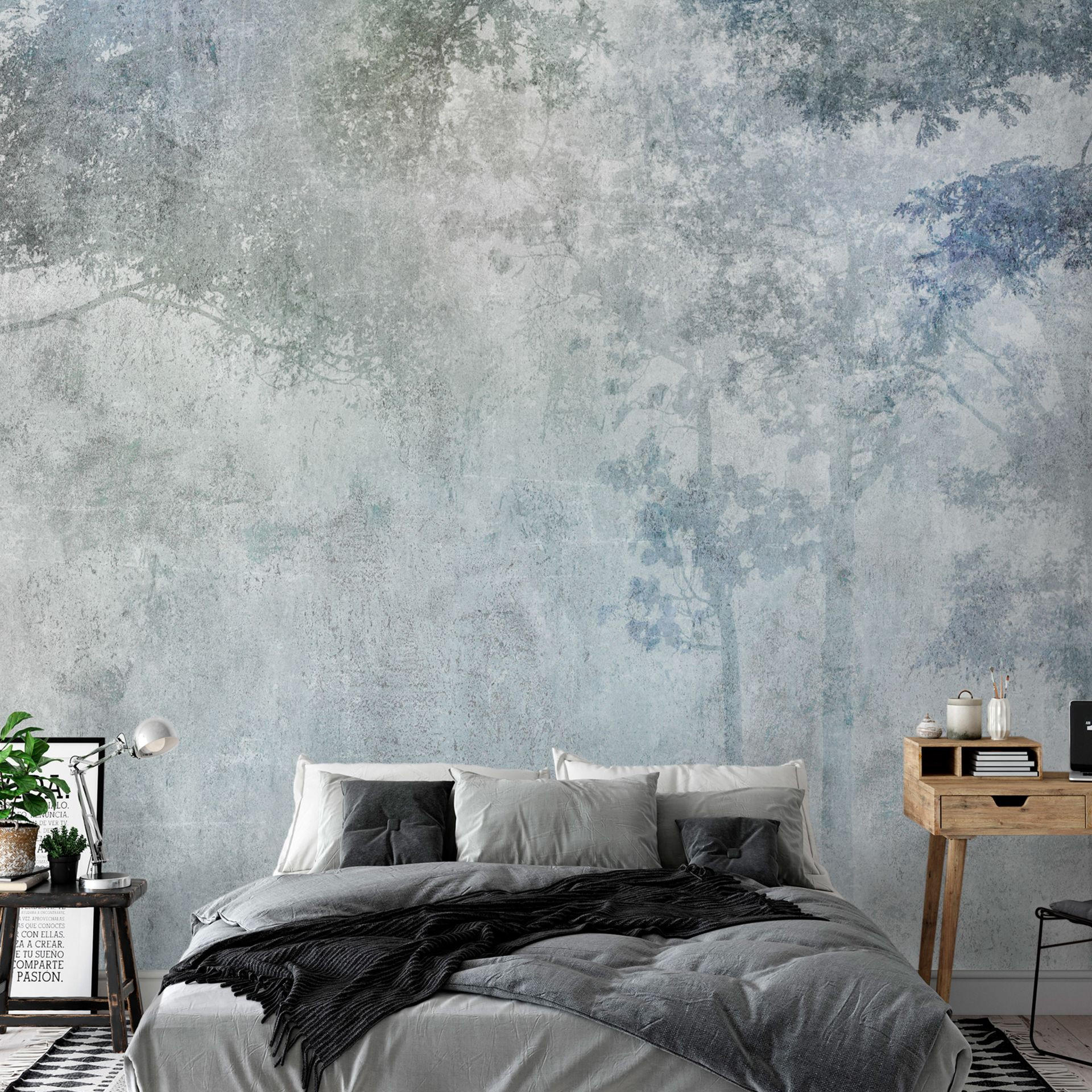 VLIESTAPETE Grau 250/175 cm - Blau/Grau, Textil (250/1cm) - KUNSTLOFT