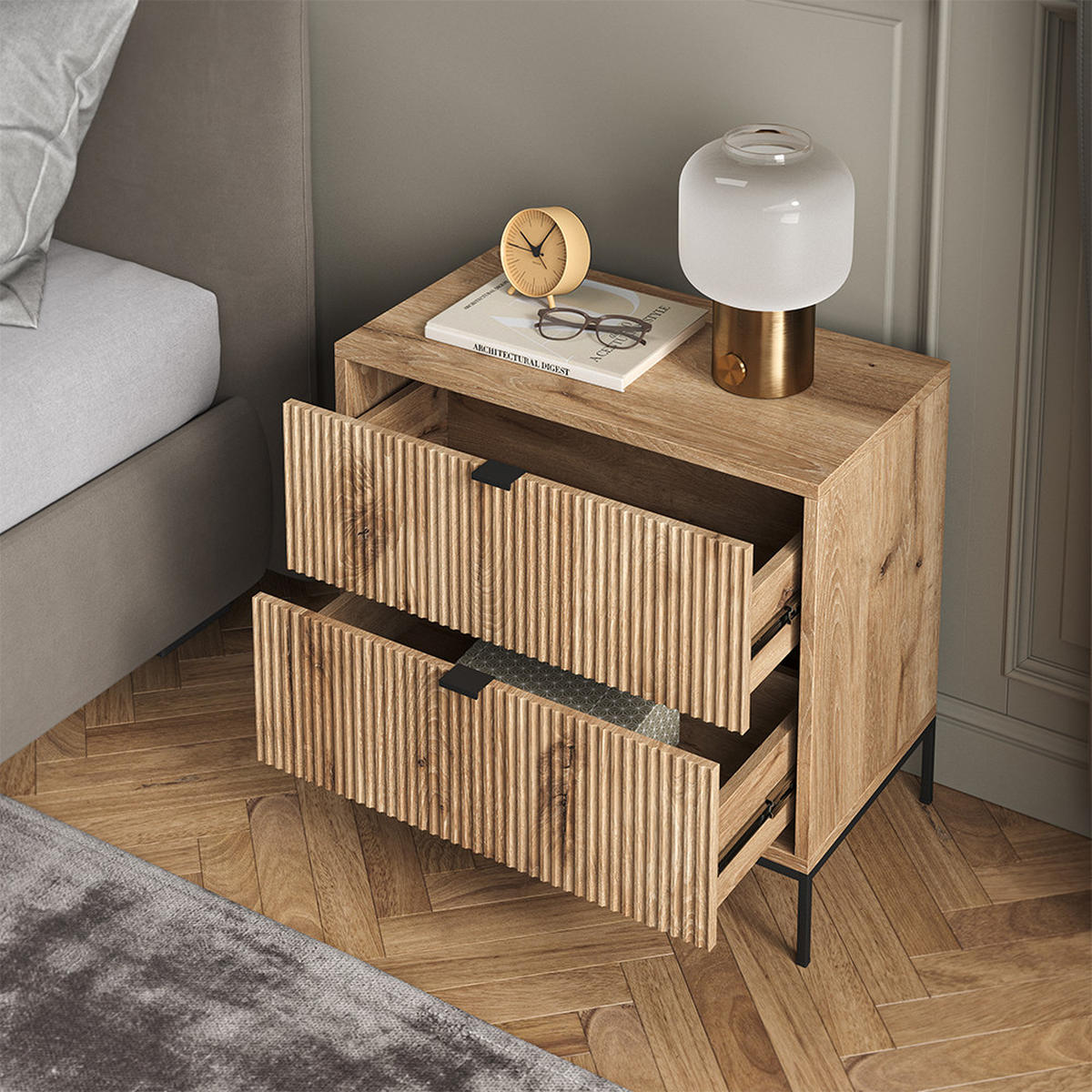 NACHTTISCHE Eliza Viking Oak 2er Set - Eiche Wotan, Holzwerkstoff (66/60/36cm) - Vicco