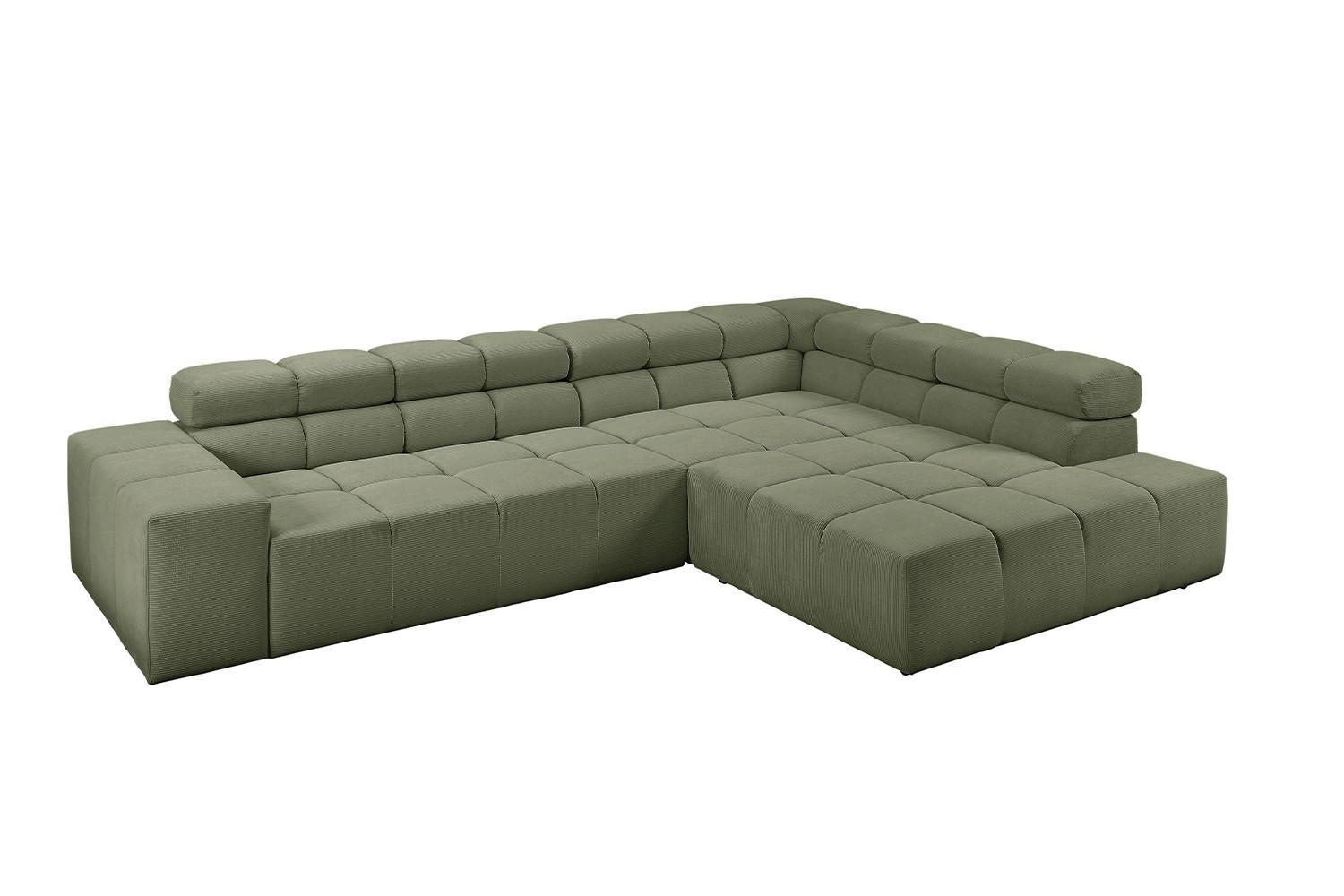 ECKSOFA NEVADA Dunkelgrün Cord - Dunkelgrün/Schwarz, Kunststoff/Textil (319/215cm) - KAWOLA