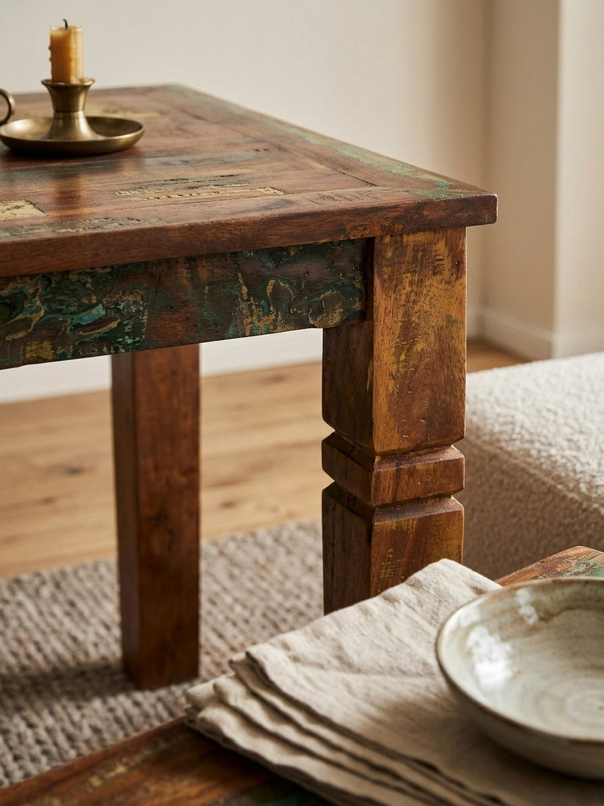 ESSTISCH Mango Massivholz Klarlack Shabby Design, Braun 120x70x76 cm - Braun, Holz (70/120/76cm) - KADIMA DESIGN