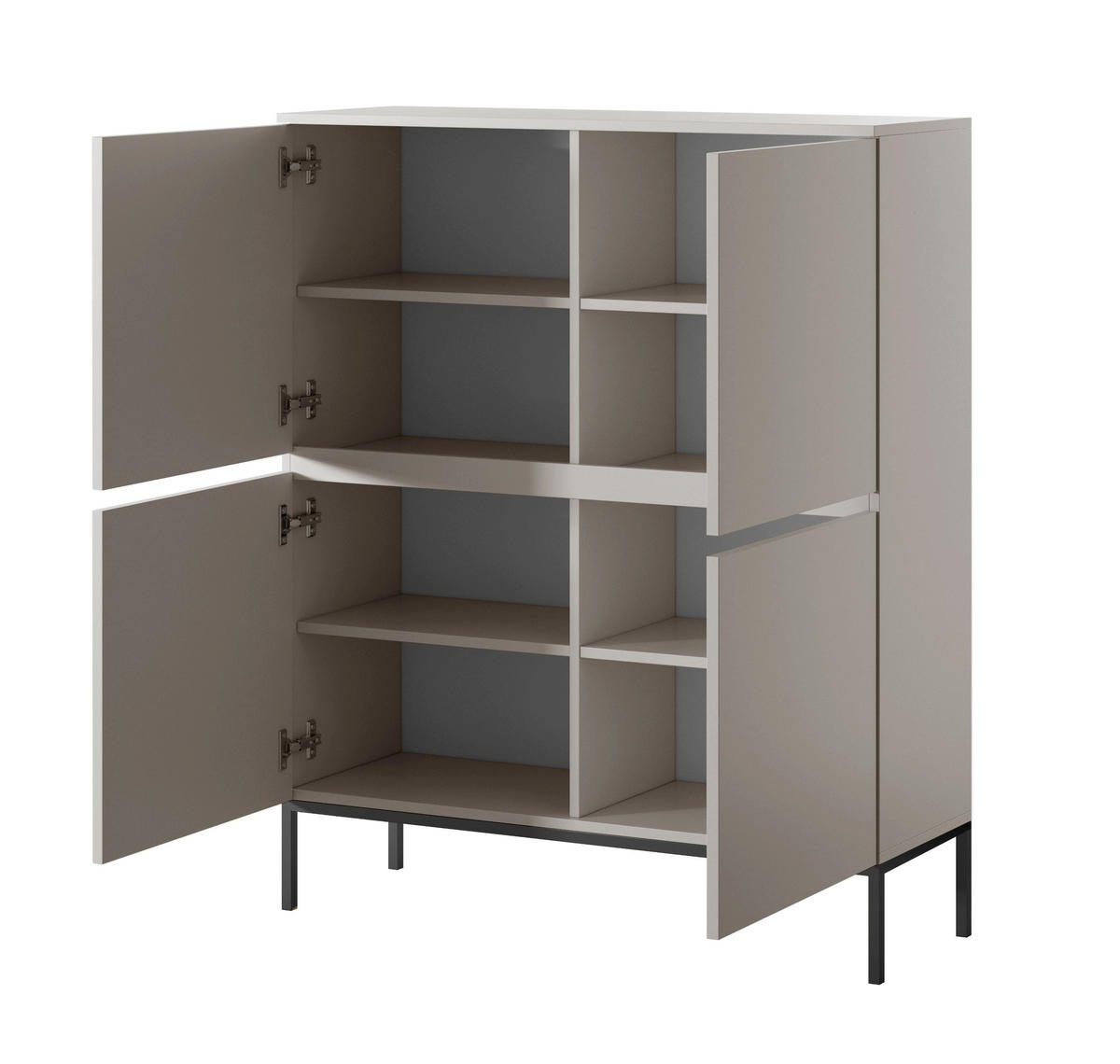 HIGHBOARD Bemmi béžová 100 cm - černá/béžová, kov/kompozitní dřevo (100/118/35cm) - Selsey