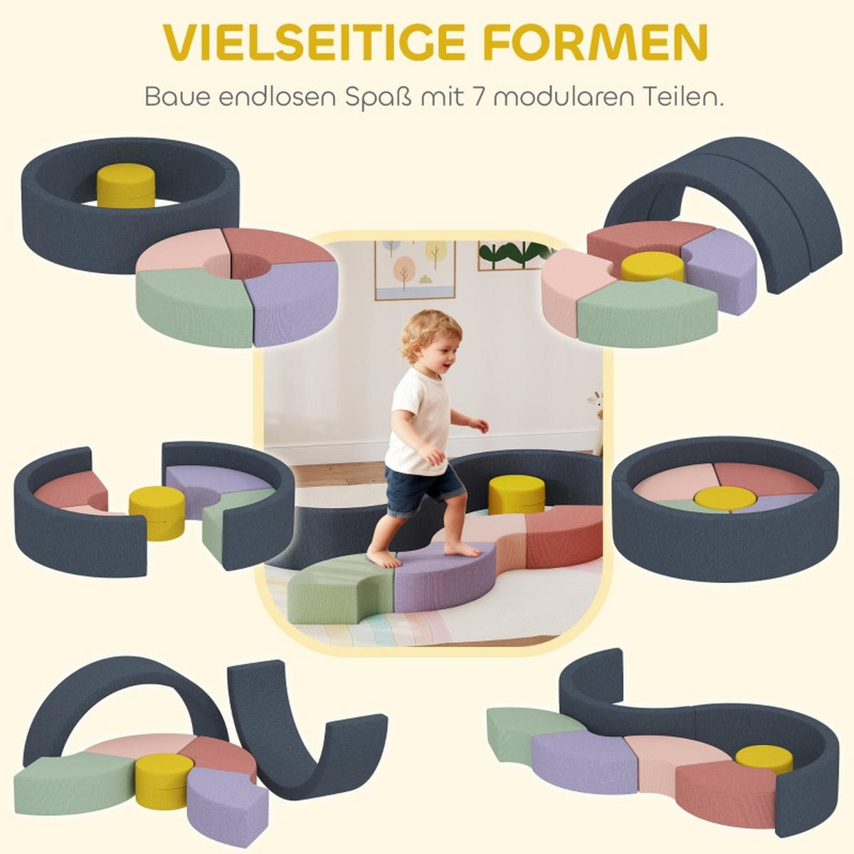 KONSTRUKTIONSSPIELZEUG Bausteine - Multicolor, Kunststoff (107/30/107cm) - Korfee