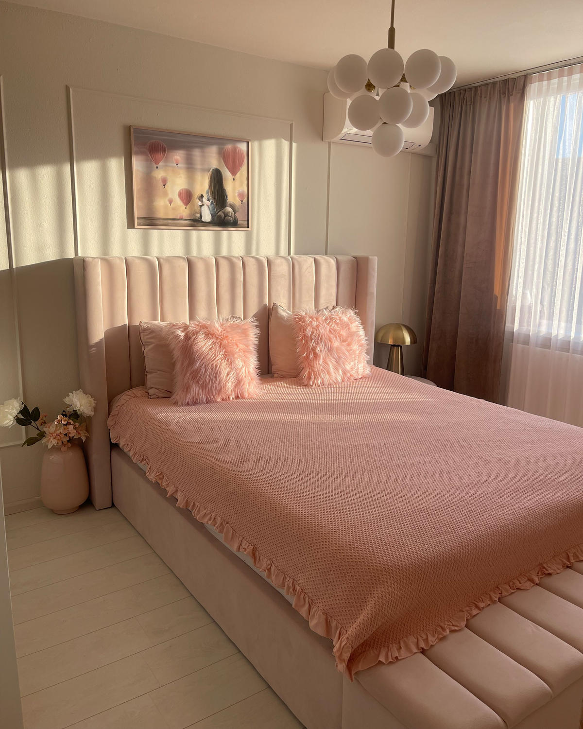 PAT CU APĂ 160x200 cm roz Noyers - roz aprins, material textil (160/200cm) - Beliani