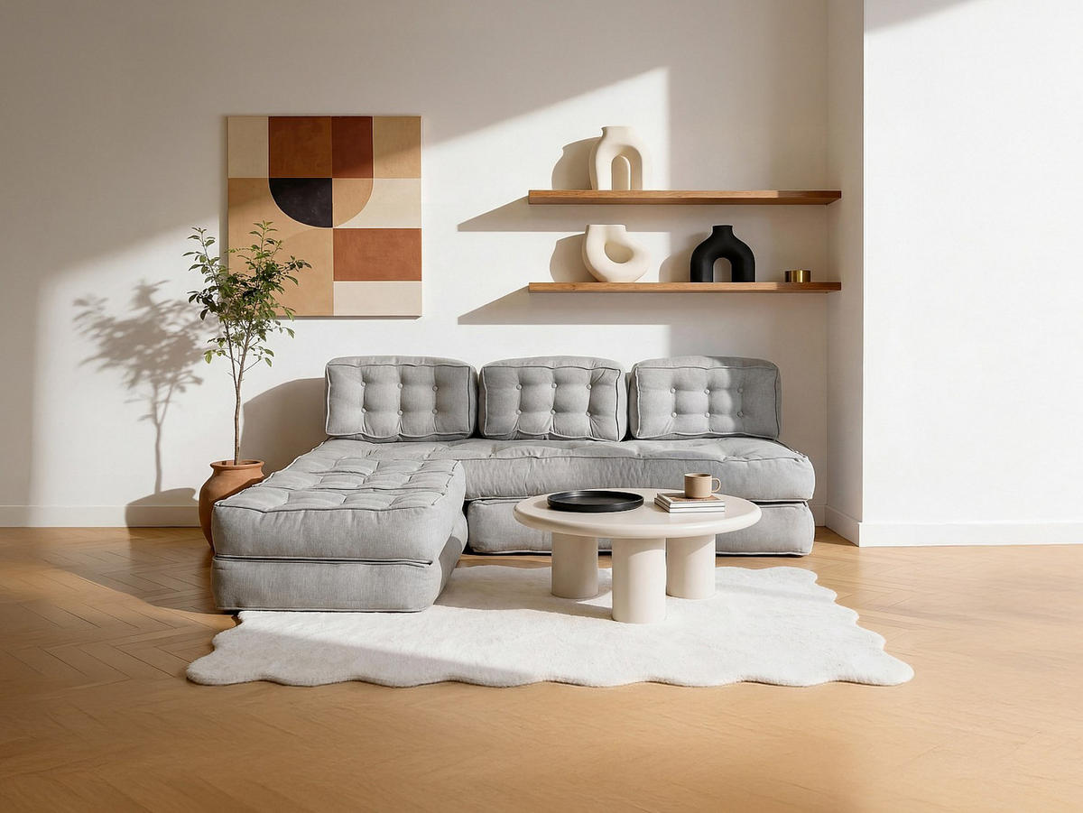 MODULIERBARES Sofa - 2 Personen, 3 Personen, 4 Personen, 5 Personen - stoff - grau Dilako - Grau, Textil (195/90/70cm) - Vente-Unique
