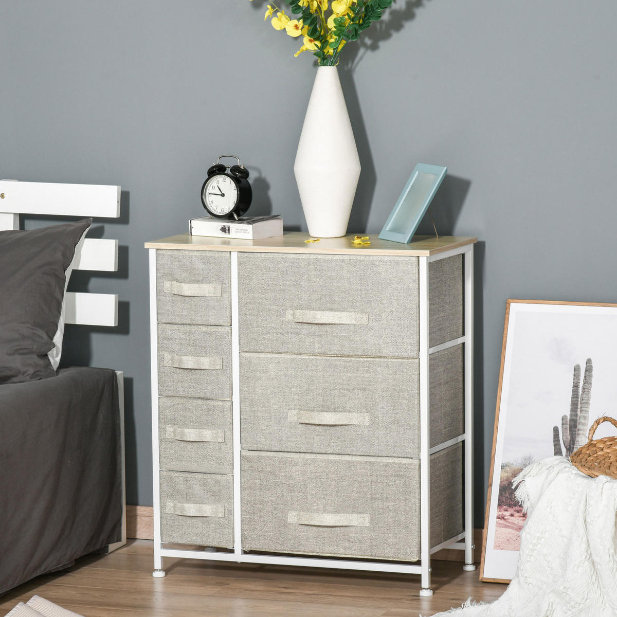 KOMMODE Grau Weiß 63,5/30/71 cm - Grau, Holzwerkstoff (63.5/71/30cm) - PANGIVO