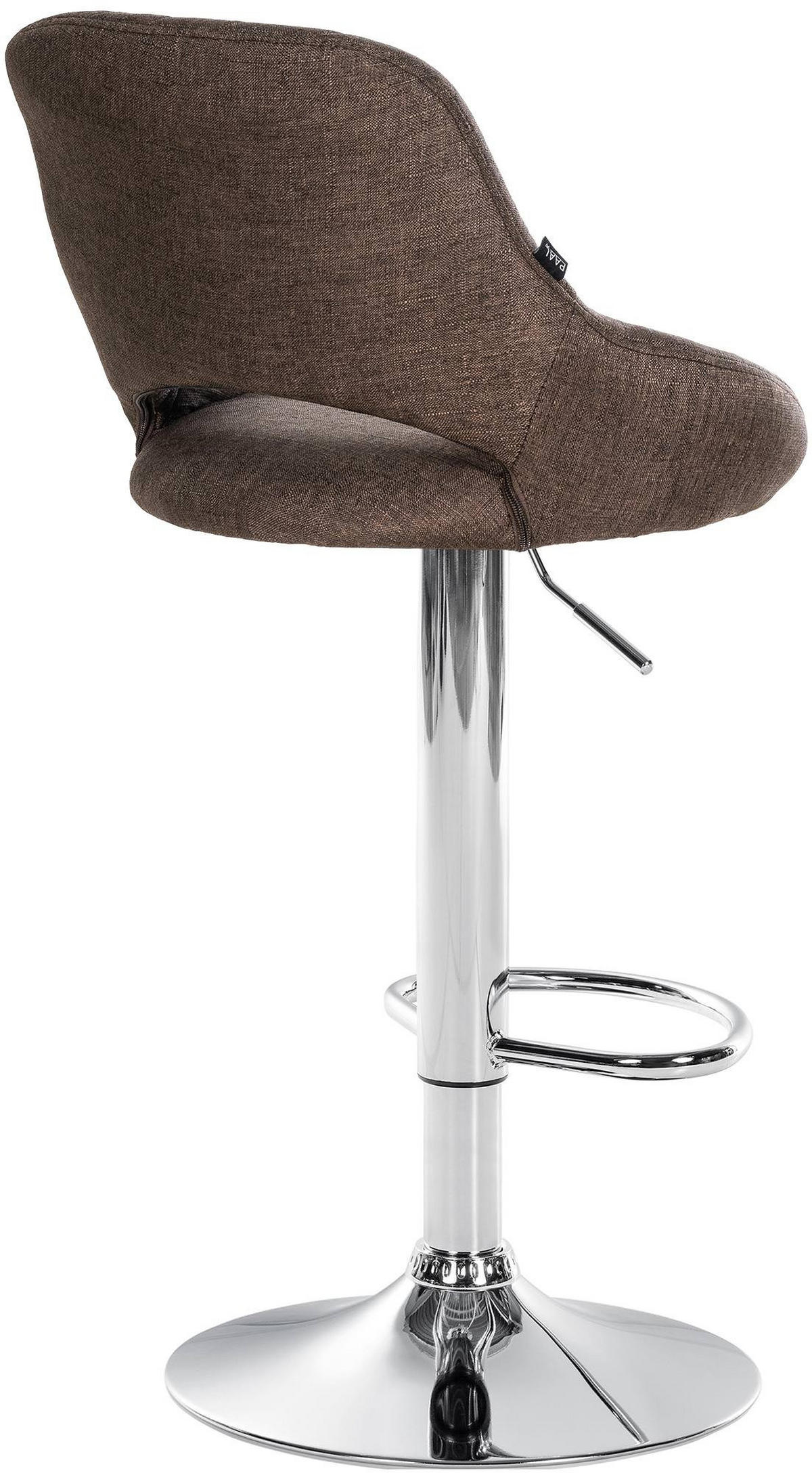 BARHOCKER Stoff braun - Chromfarben/Braun, Textil/Metall (46.5/85/48cm) - CLP