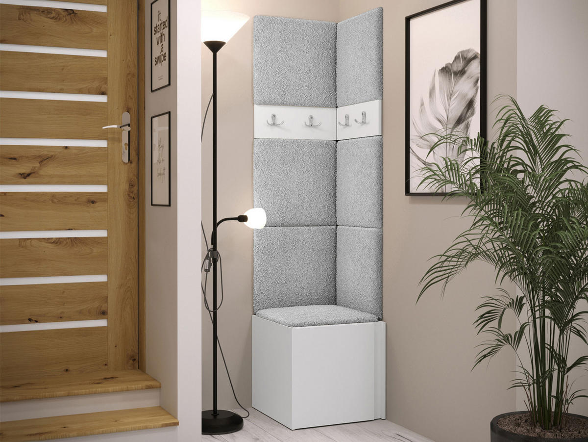 GARDEROBEN-SET Orion XXI - Hellgrau/Weiß, Holzwerkstoff/Kunststoff (42/186/46cm) - MIRJAN24