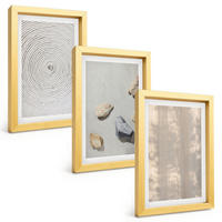 BILDER SET 3er Set - 20x30 cm Goldrahmen - Boho-Naturtexturen und -Strukturen - Goldfarben, Kunststoff (20/30cm) - TULUP