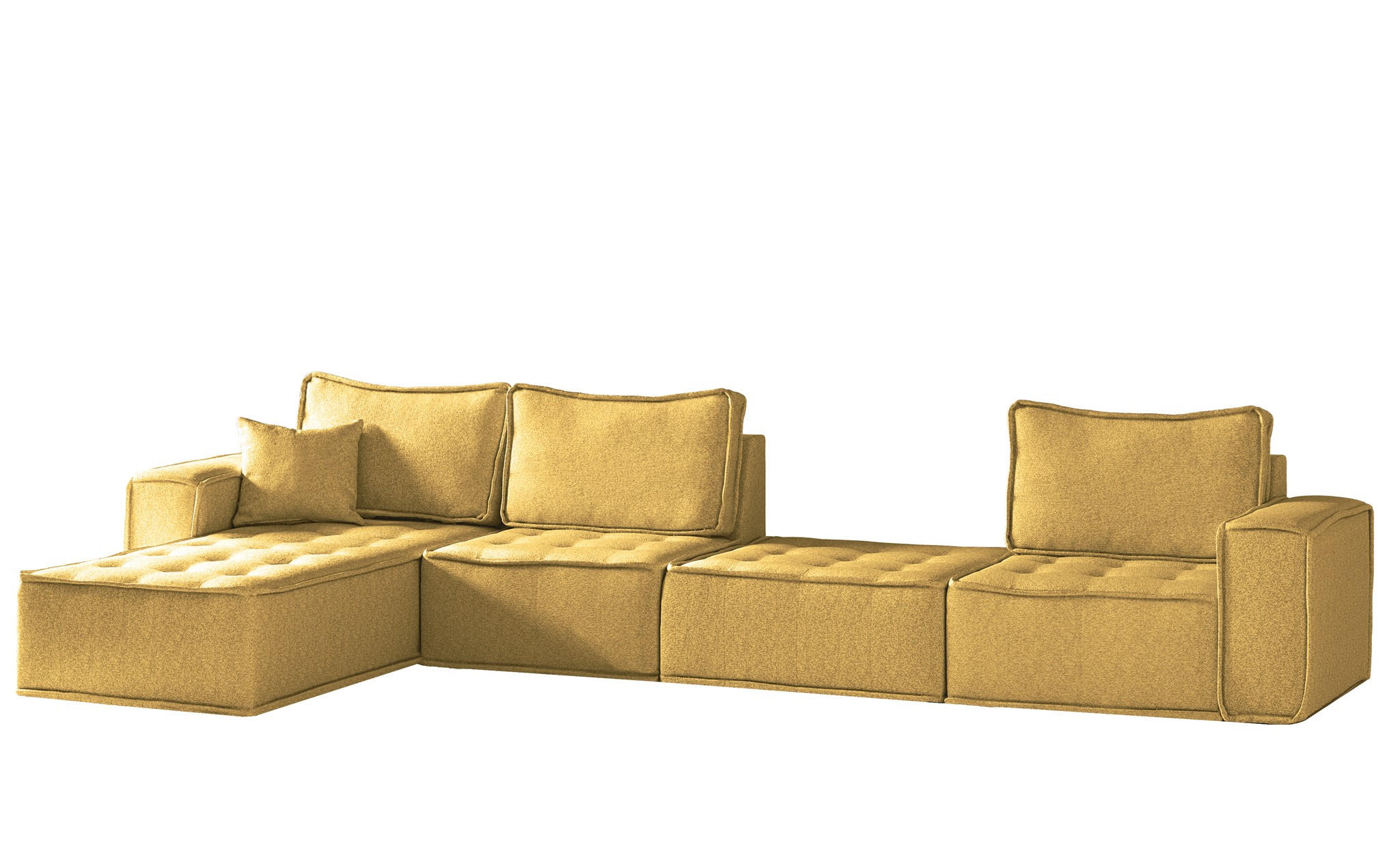 ECKSOFA Sande Xl In Raven - Gelb, Holzwerkstoff/Textil (372/192cm) - Fun Möbel