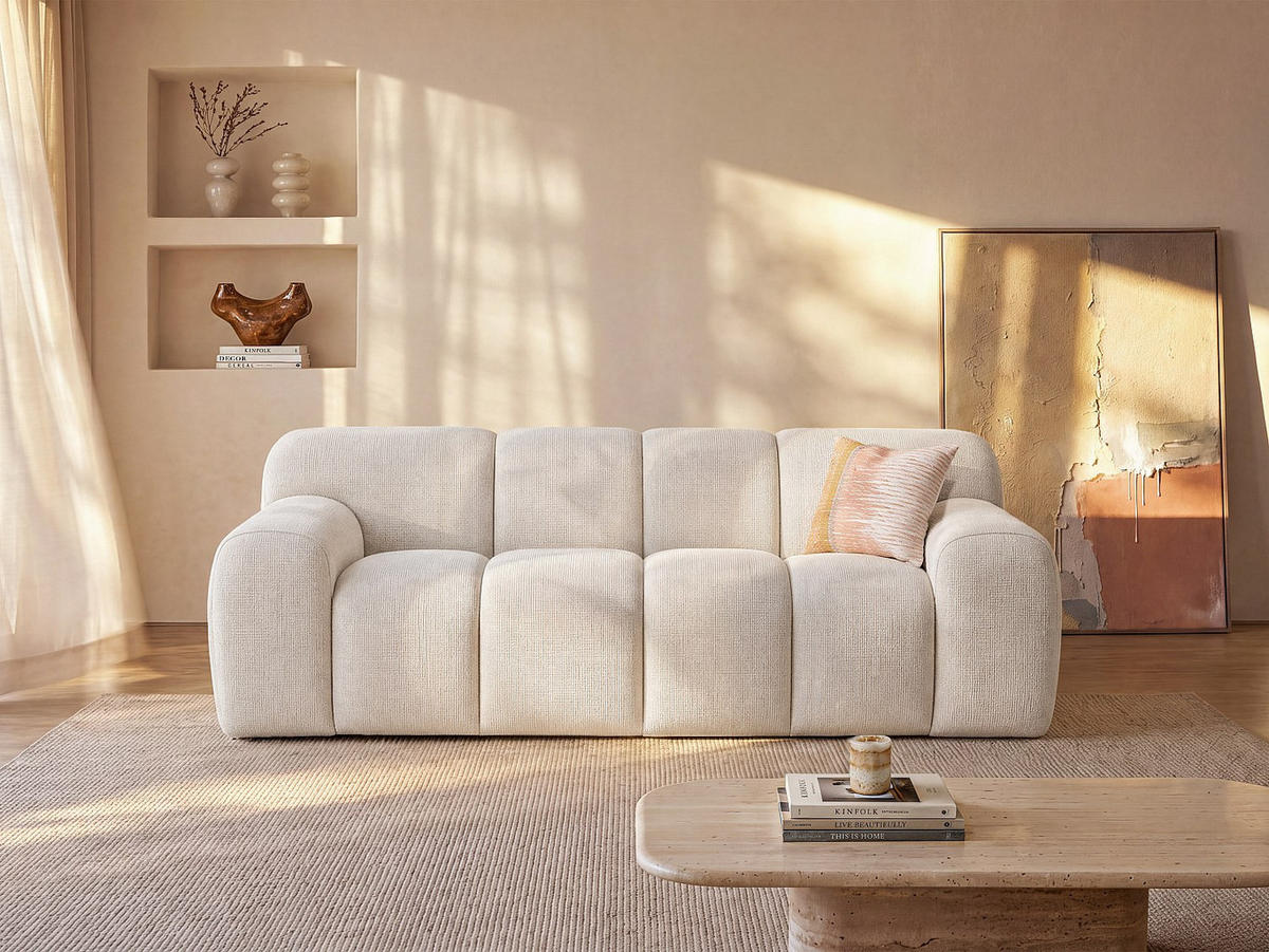SOFA - 3 Personen - stoff - beige Atuju - Beige, Textil (200/74/111cm) - Vente-Unique