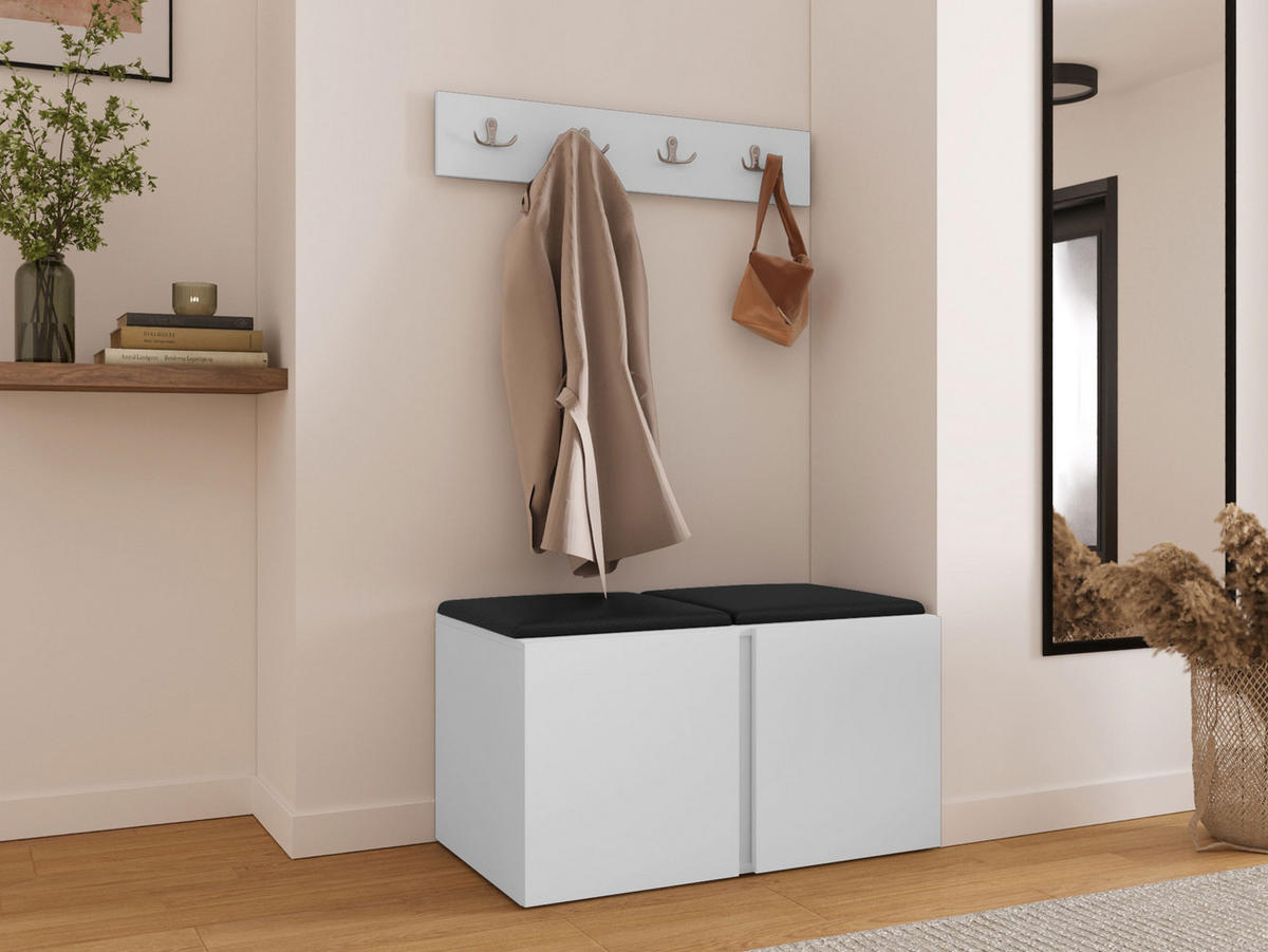 MOBILIER PENTRU HOL Orion VI - alb/negru, material plastic/compozit lemnos (84/42/46cm) - MIRJAN24