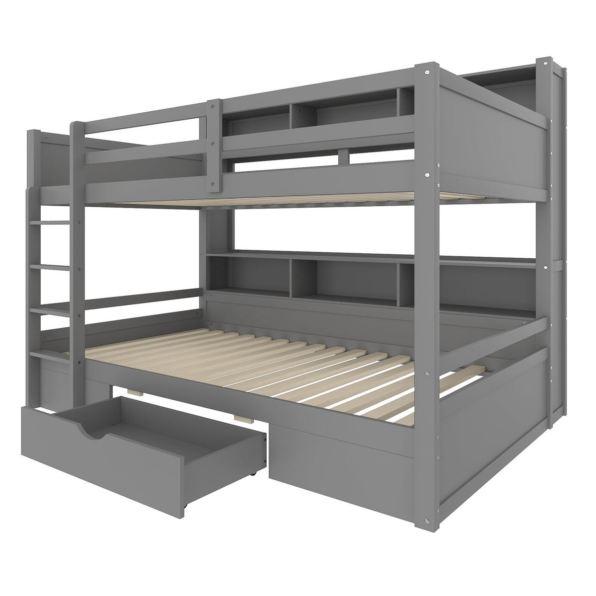 ETAGENBETT 90x200 cm Schubladen grau - Grau, Holz (90/200cm) - LEBENLANG