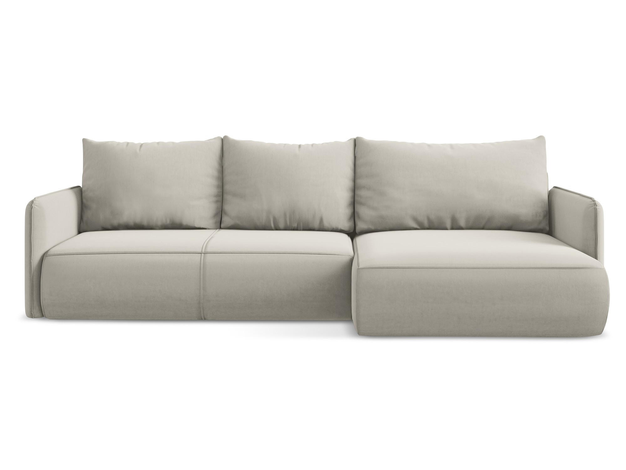 ECKSOFA mit Schlaffunktion Samt Stoff Creme - Perlmutt/Creme, Kunststoff/Textil (240/148cm) - Makamii