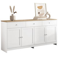 SIDEBOARD 160cm, mit 3 Schubladen, 4 Türen, 2 verstellbaren Regalböden, Küchenschrank, Weiß - Weiß, Holzwerkstoff (160/37/75cm) - Waldena