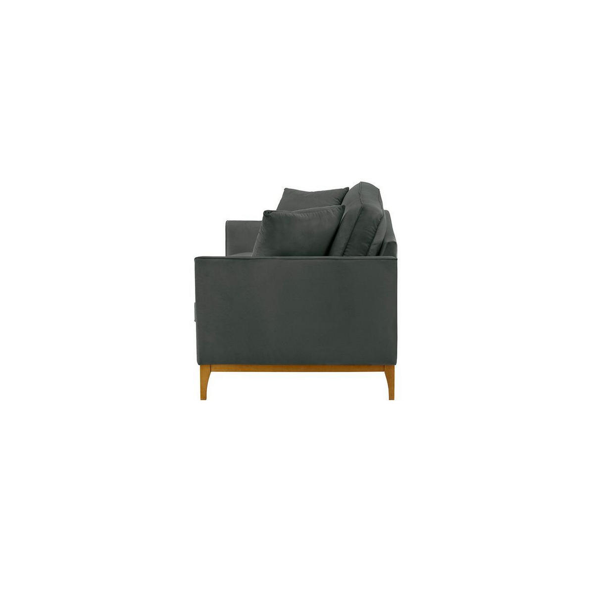 DREISITZER-SOFA Linara-Velluto 19 - Dunkelgrau, Holz/Textil (201/91/95cm)