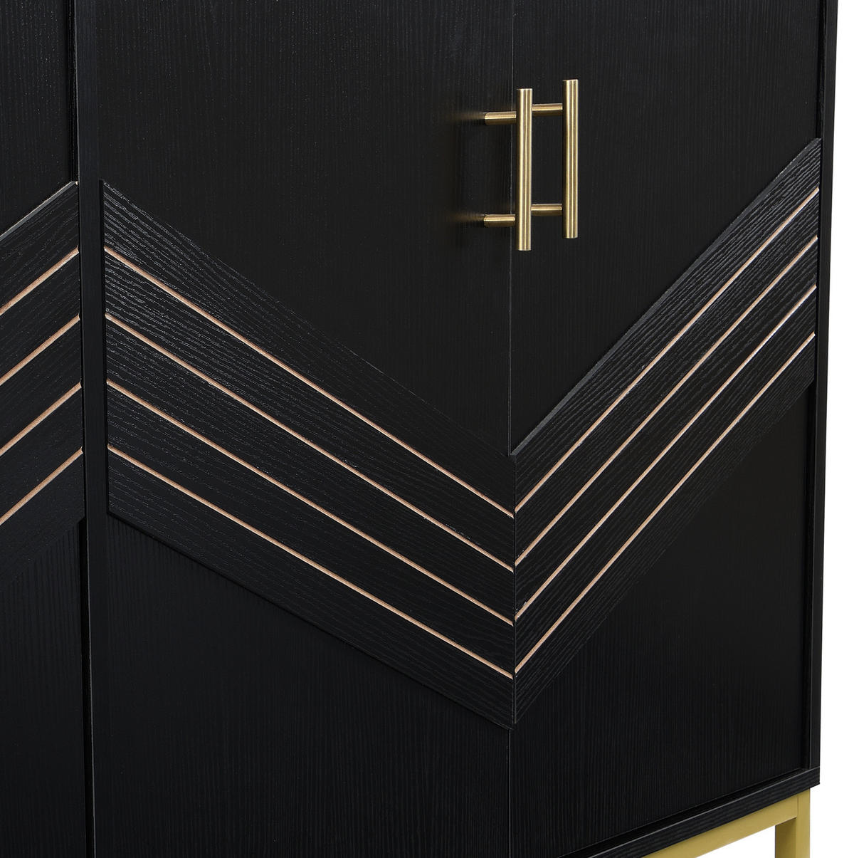 KOMMODE aus MDF 160x40x80,5cm in Schwarz Holzoptik mit 4 Türen - Schwarz, Holzwerkstoff (160/80.5/40cm) - Modfu