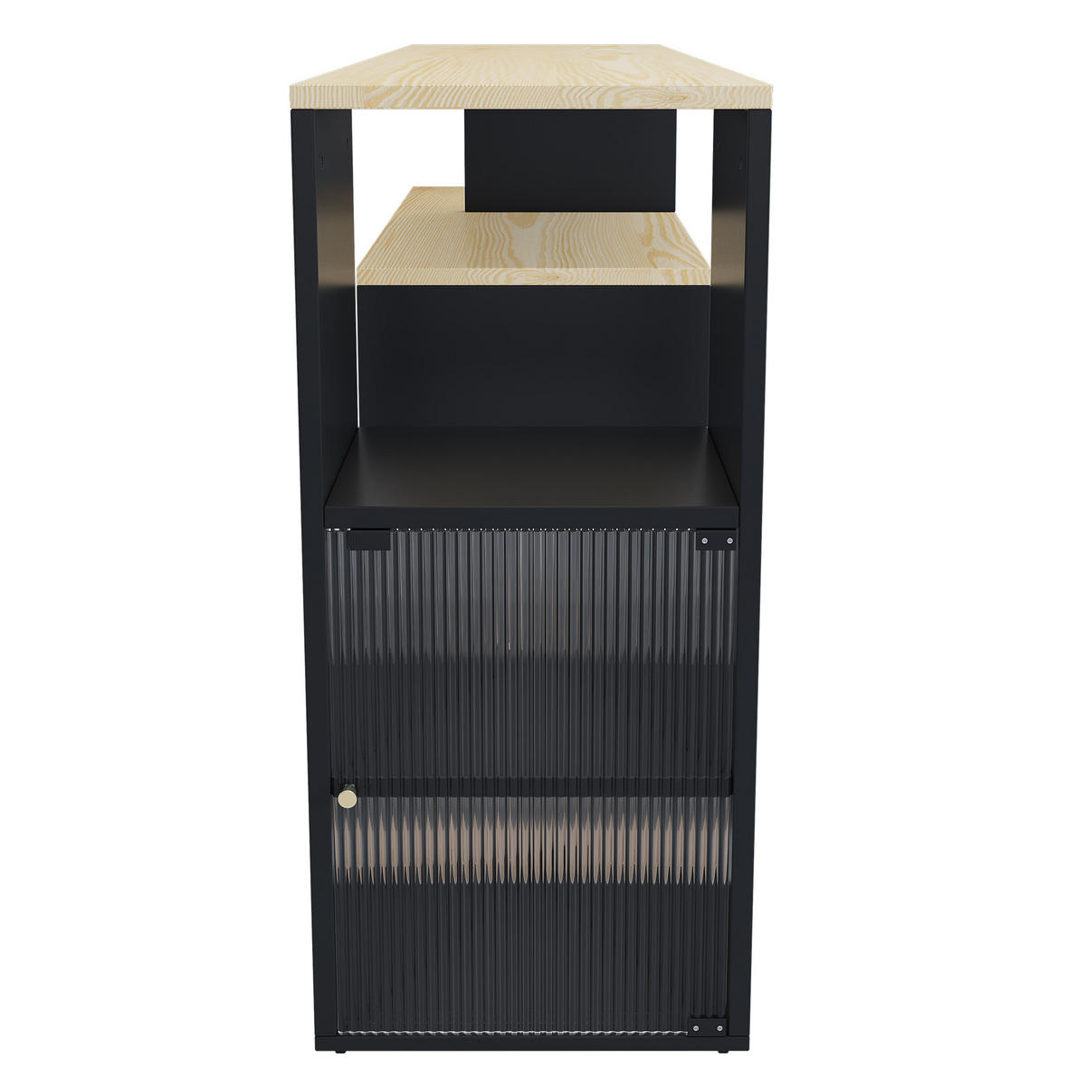 BAROVÝ stůl černý z MDF a skla s úložným prostorem a otočnou výsuvnou deskou - černá, kompozitní dřevo (100/90/155cm) - OKWISH