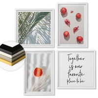 WANDBILDER 4er-Set - 50x50 cm & 40x60 cm Weißer Rahmen - Feiertags-Palmenfrucht-Inschrift - Weiß, Kunststoff (50/50cm) - ArtPrintCave