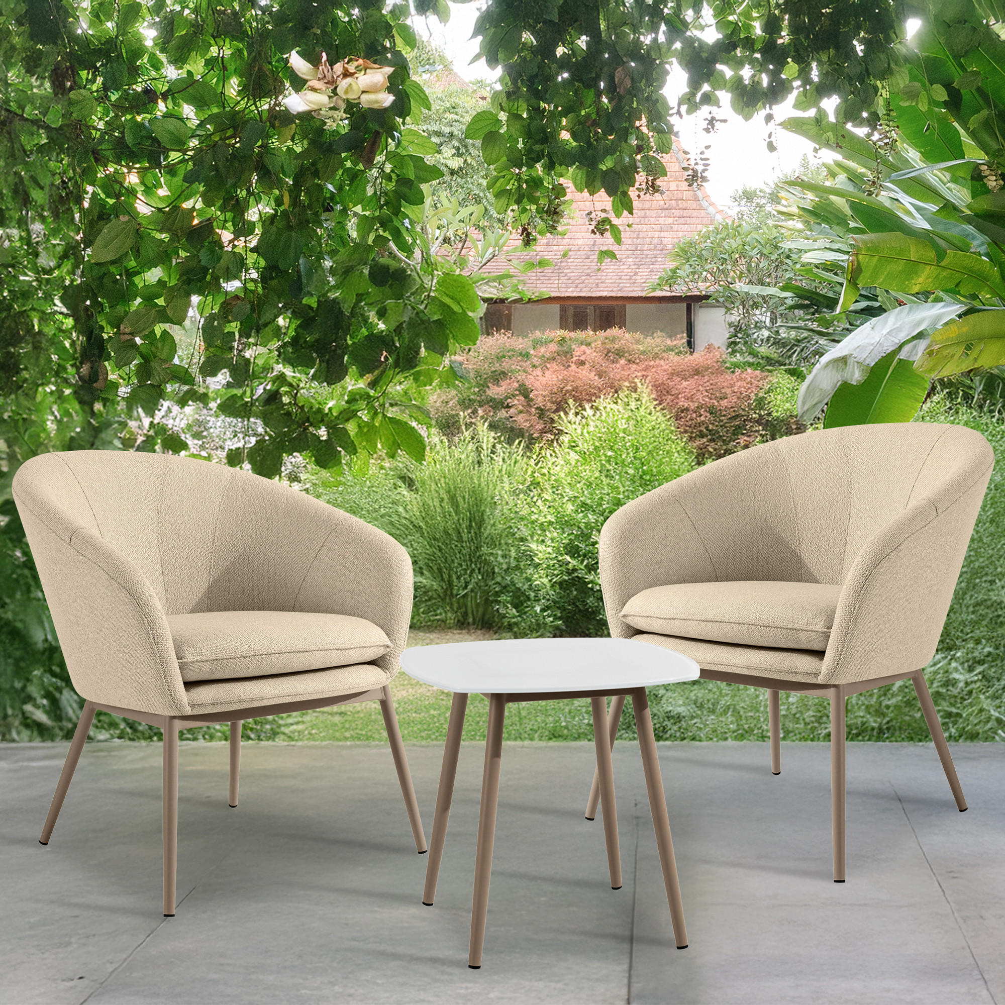 GARTENMÖBELSET SOLIS Gartenlounge-Set, - Creme, Textil/Metall - KONSIMO®