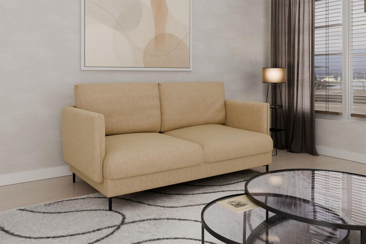 SOFASET Helmer 3-2-1 In Stoff Vibe - Beige, Holzwerkstoff/Textil (226/95/95cm) - Fun Möbel