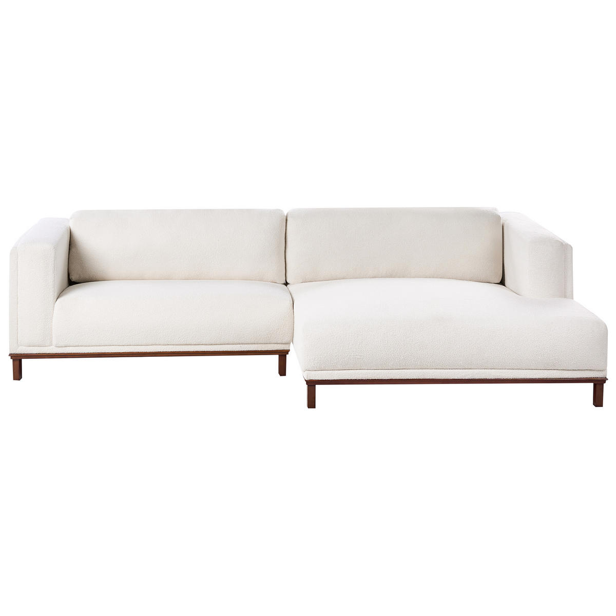 ECKSOFA 4-Sitzer Bouclé Cremeweiß linksseitig Veng - Hellbraun/Weiß, Textil (310/155cm) - Beliani