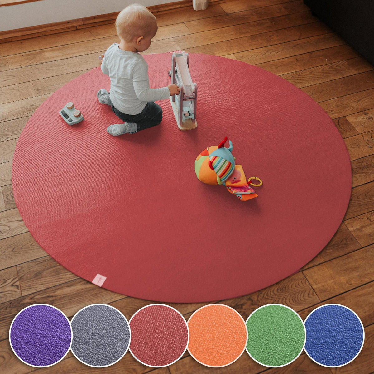 KRABBELMATTE Rund 180cm Rot - Rot, Textil (180/180cm) - Sanosoft