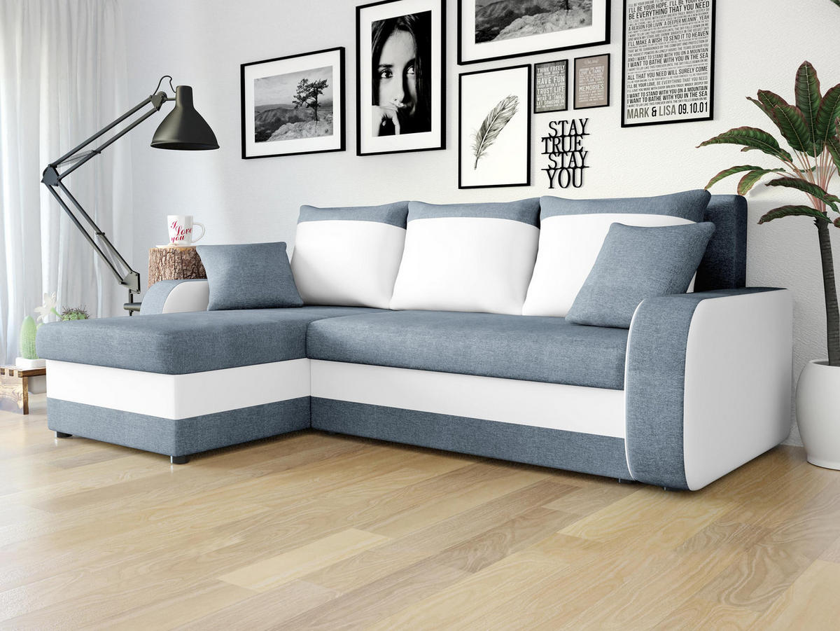 ECKSOFA Kris Lux - Blaugrau/Schwarz, Holz/Kunststoff (238/147cm) - MIRJAN24