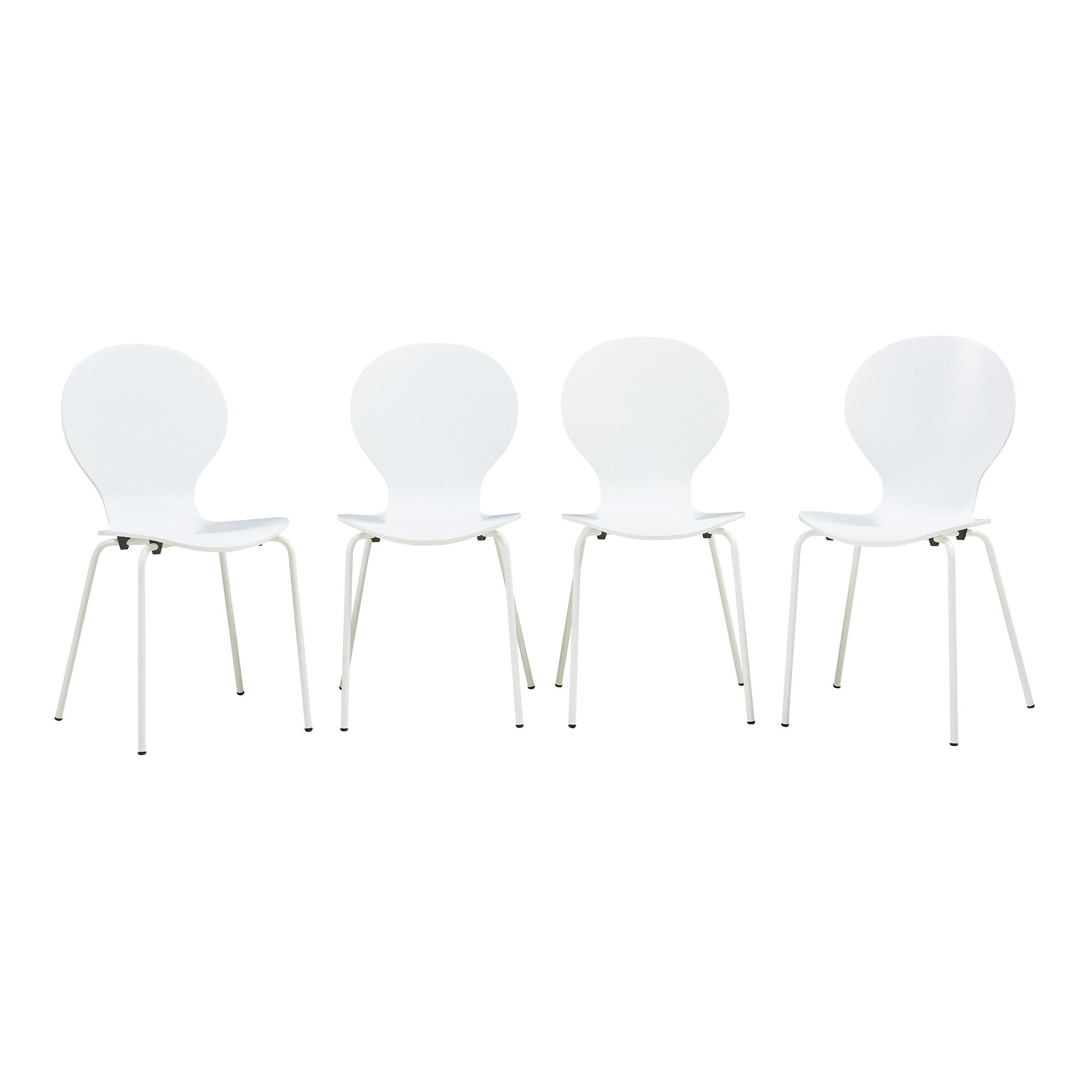 ESSZIMMERSTUHL-SET 4 TLG. Etne - Chromfarben/Weiß, Holz/Metall (48/85/50cm) - [en.casa]