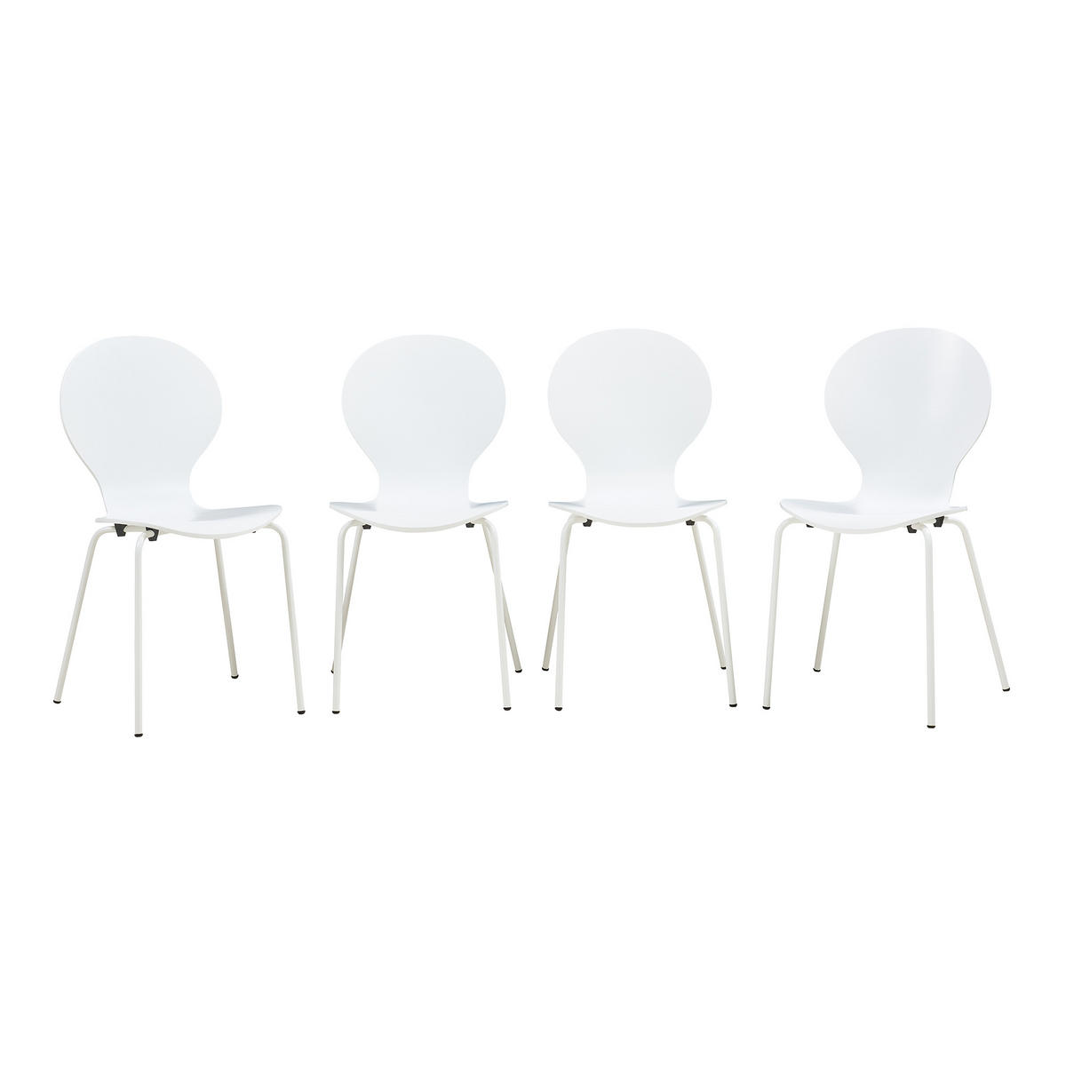 ESSZIMMERSTUHL-SET 4 TLG. Etne - Chromfarben/Weiß, Holz/Metall (48/85/50cm) - [en.casa]