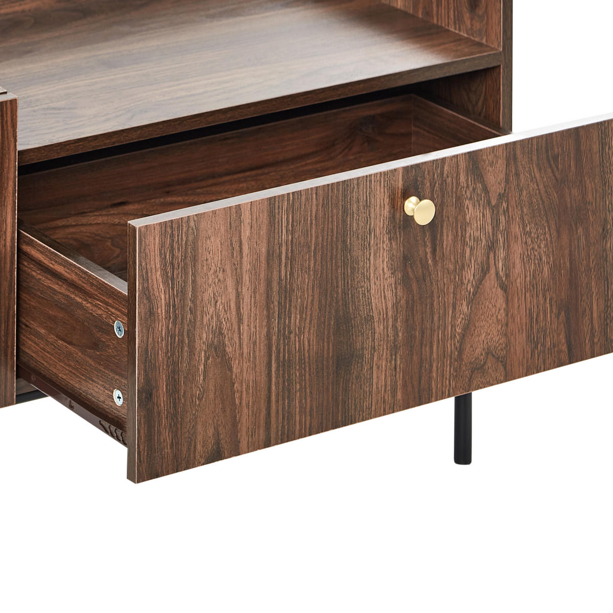 TV-MÖBEL Dunkler Holzfarbton/Schwarz Lismore - Dunkelbraun/Schwarz, Holzwerkstoff (180/50/40cm) - Beliani